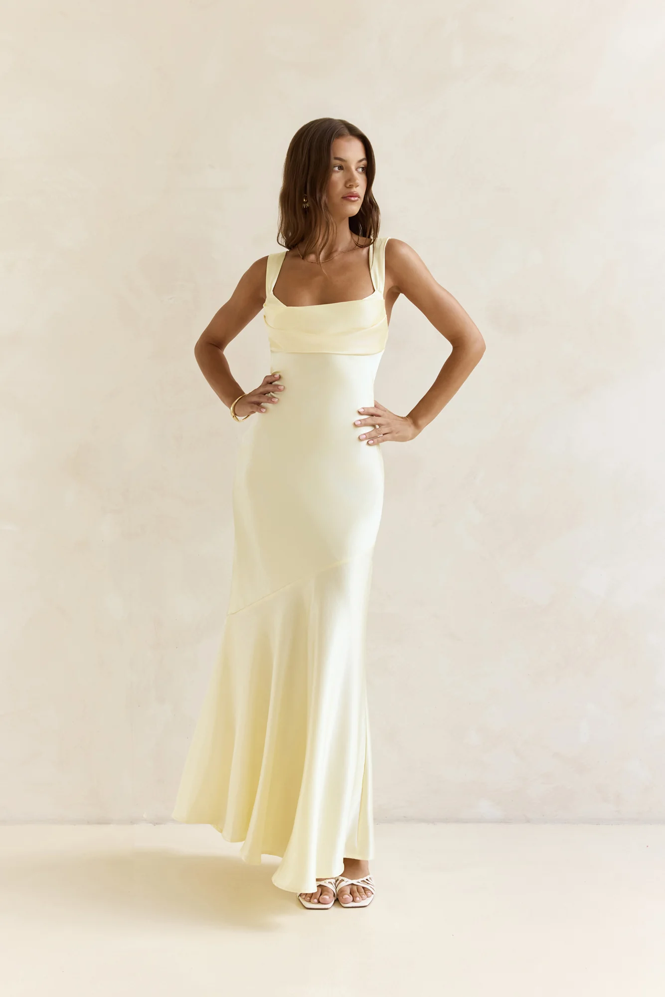 Wish From An Angel Satin Maxi Dress Yellow - luluinthesky