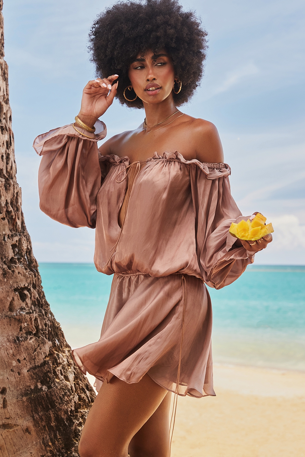 Hazelnut Off Shoulder Dress