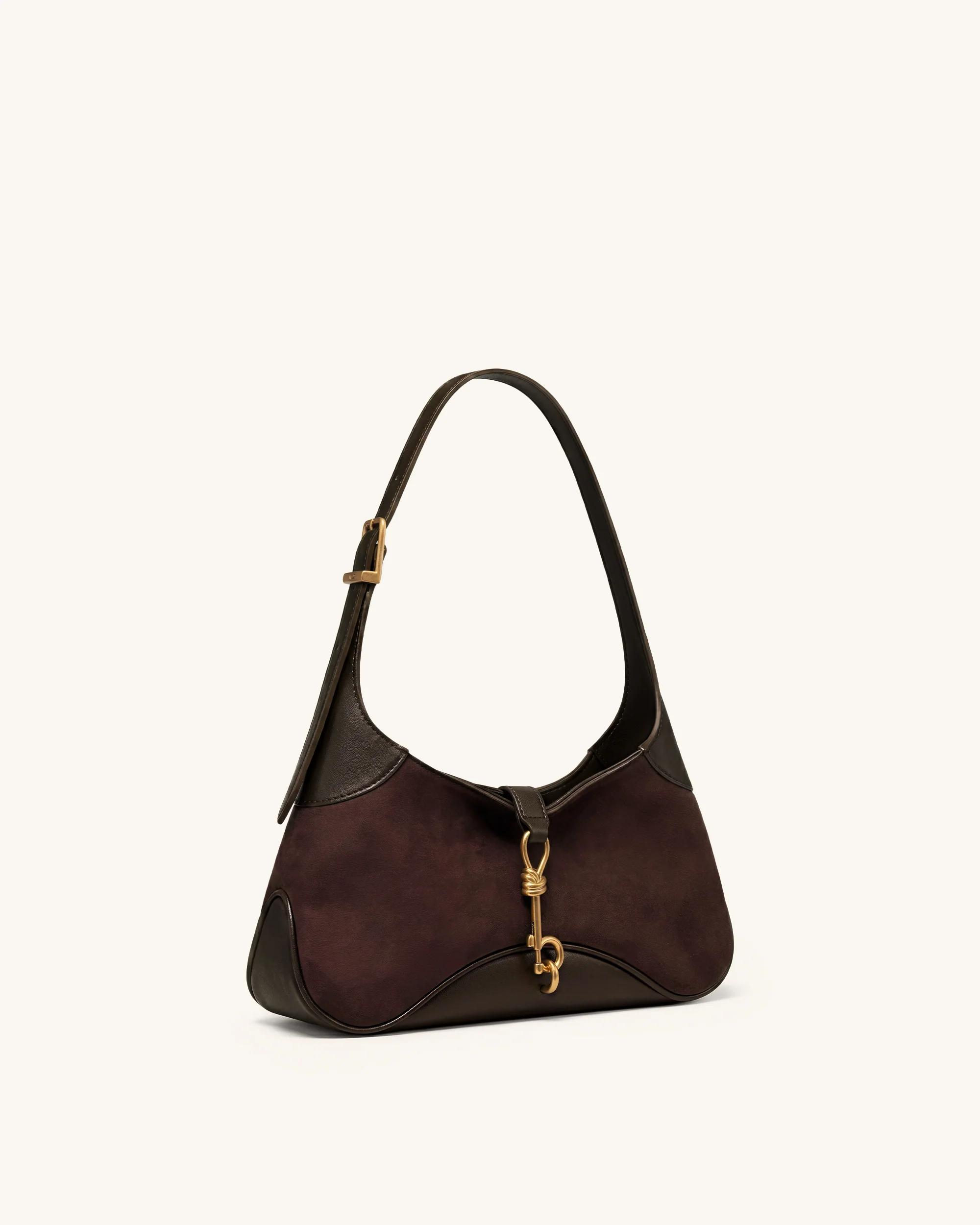 Juliette Key Charm East-West Shoulder Bag - Dark Brown