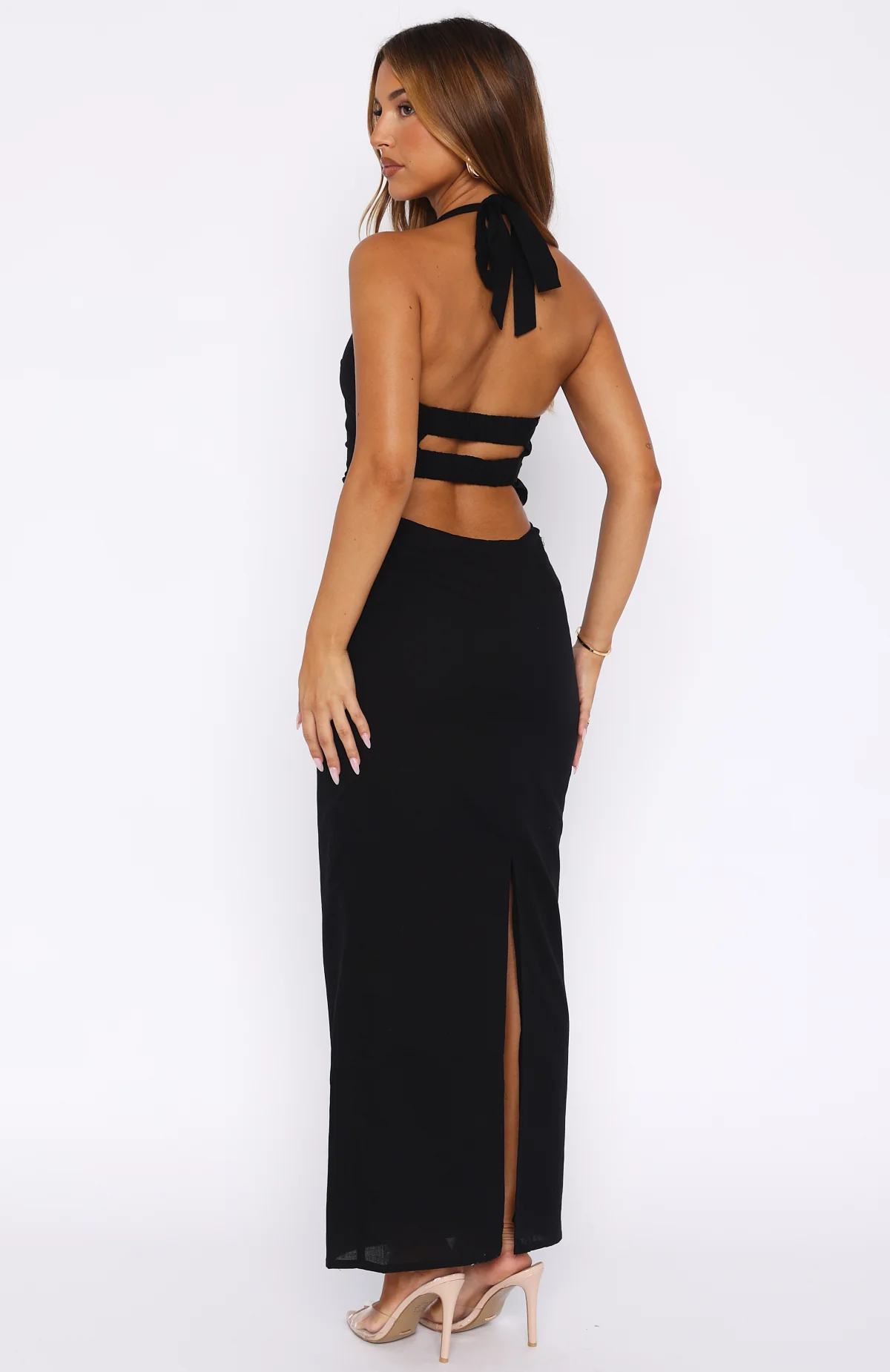 Counting On It Halter Maxi Dress Black