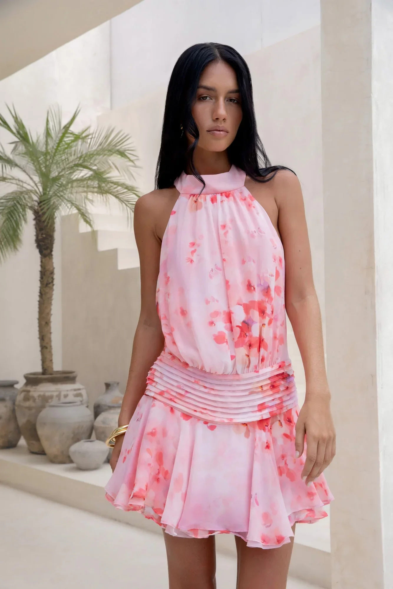 Sweet Summer Nights Halter Mini Dress Pink