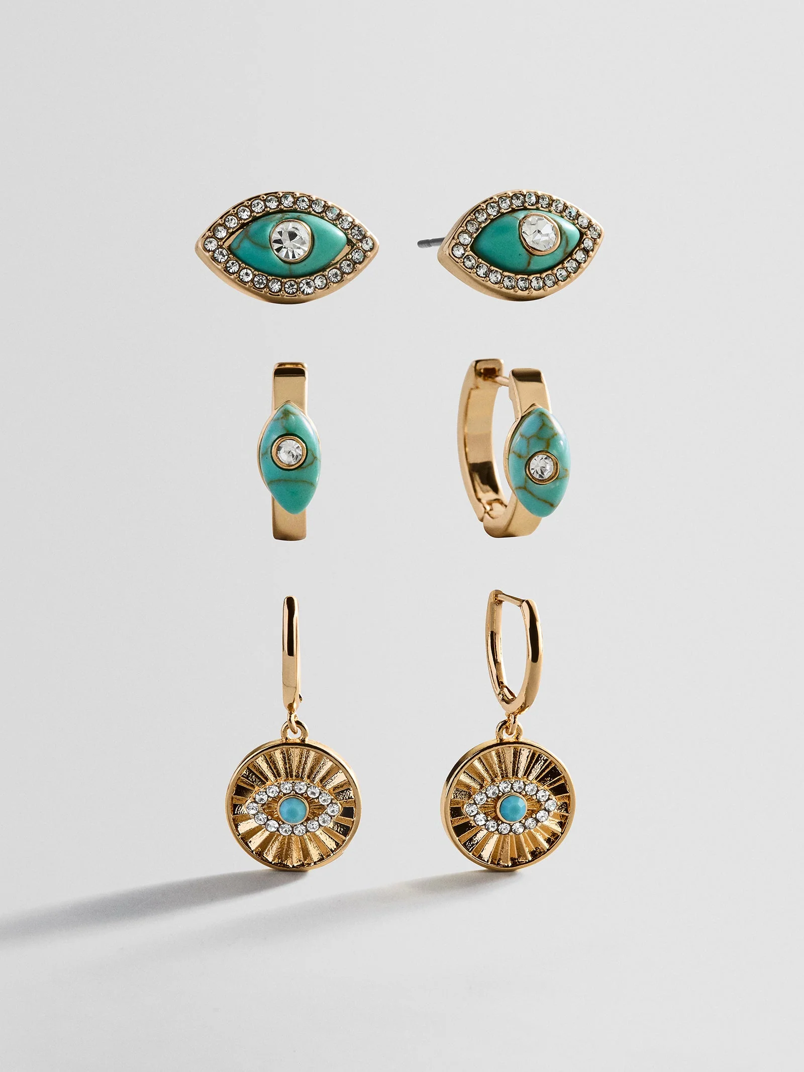 Stay Grounded Evil Eye Earring Set - Gold/Turquoise