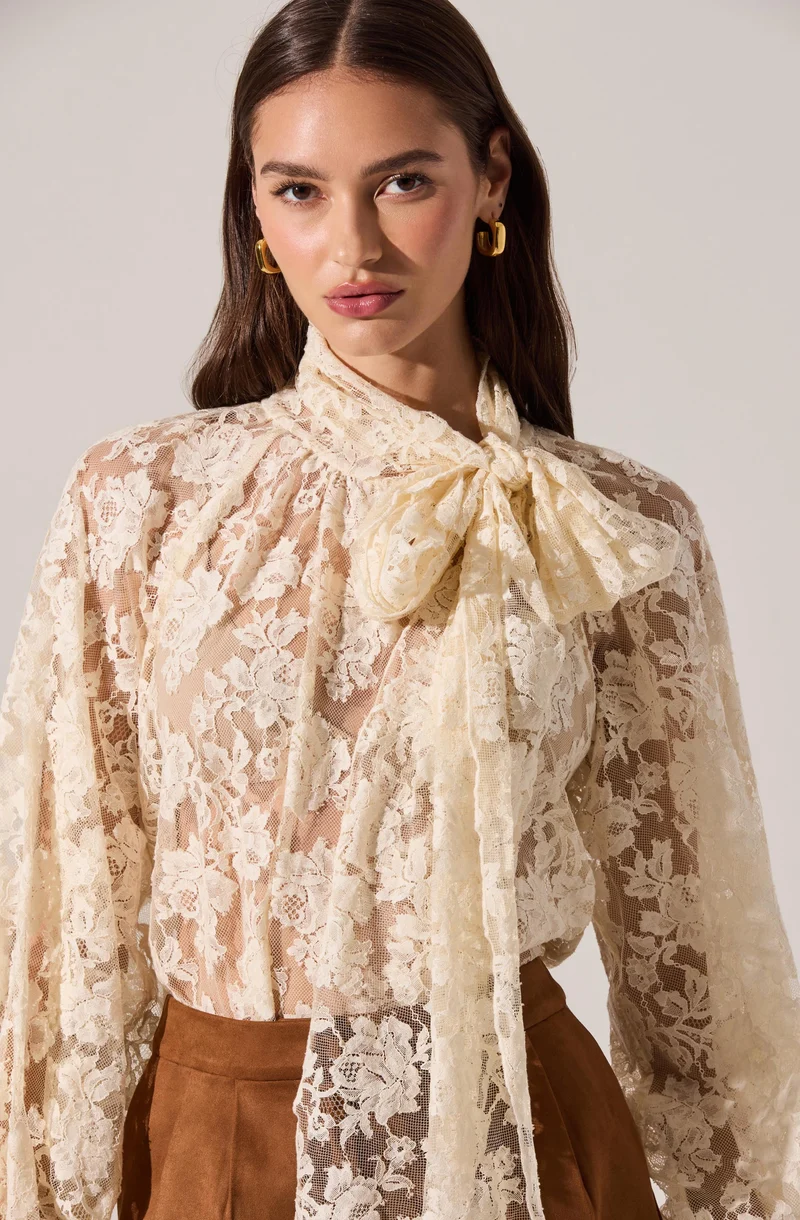Cinthia Lace Bow Tie Top