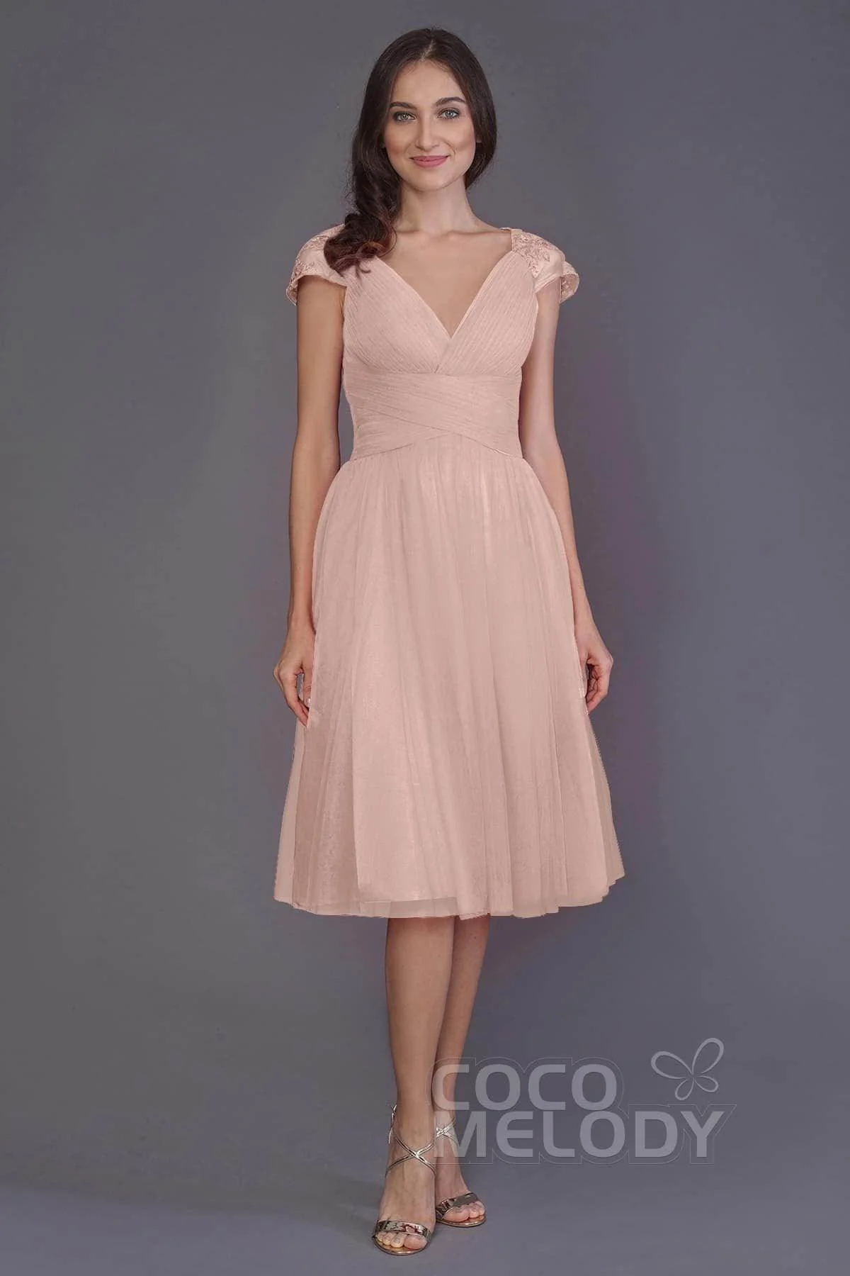 A-Line Knee Length Tulle Bridesmaid Dress PR3515
