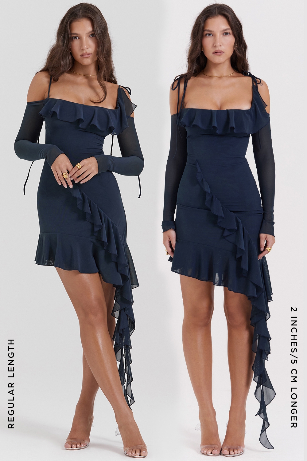 French Navy Ruffle Mini Dress