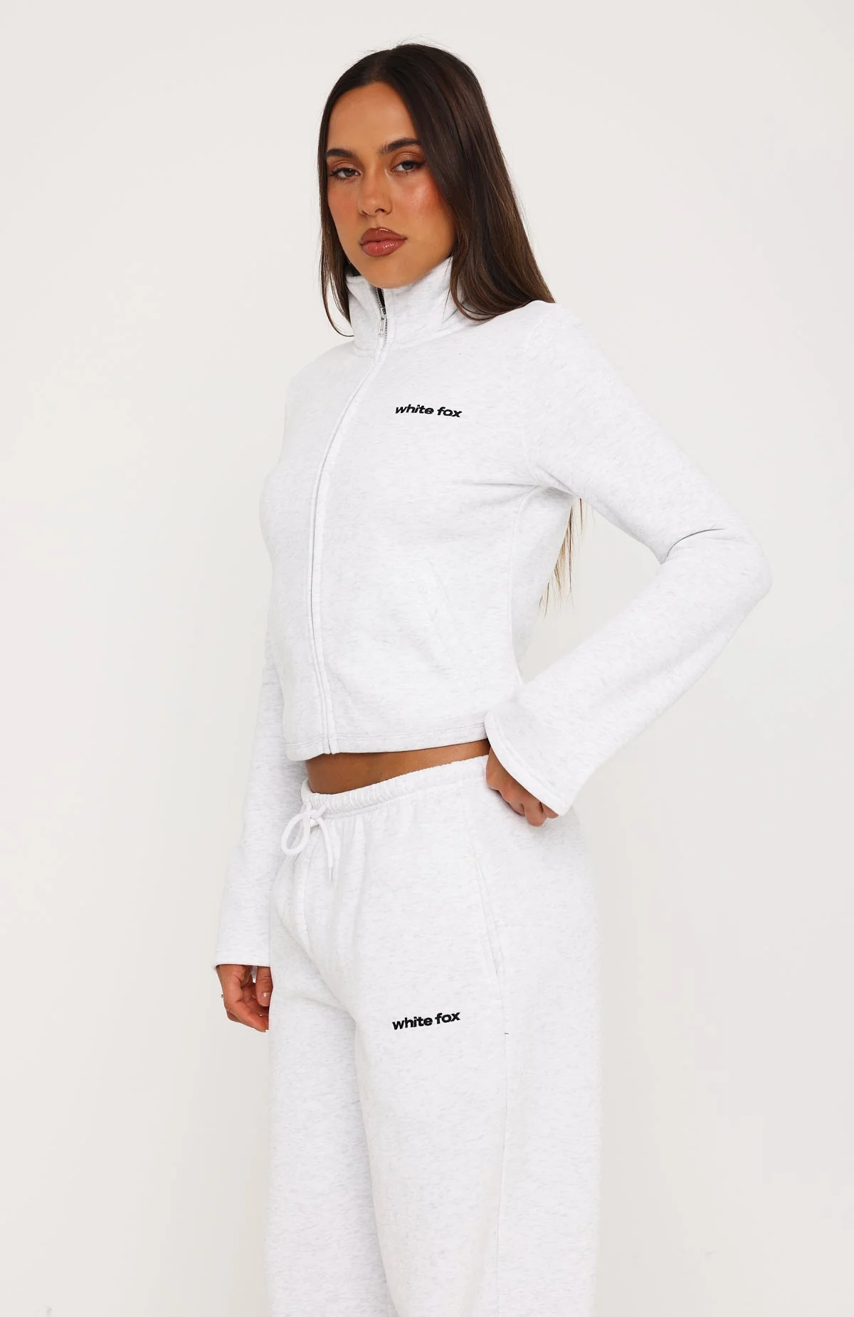 Not Changing Zip Front Funnel Neck Jacket Grey Marle