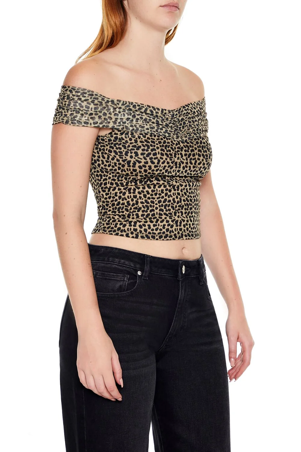 Cheetah Print Off-the-Shoulder Top