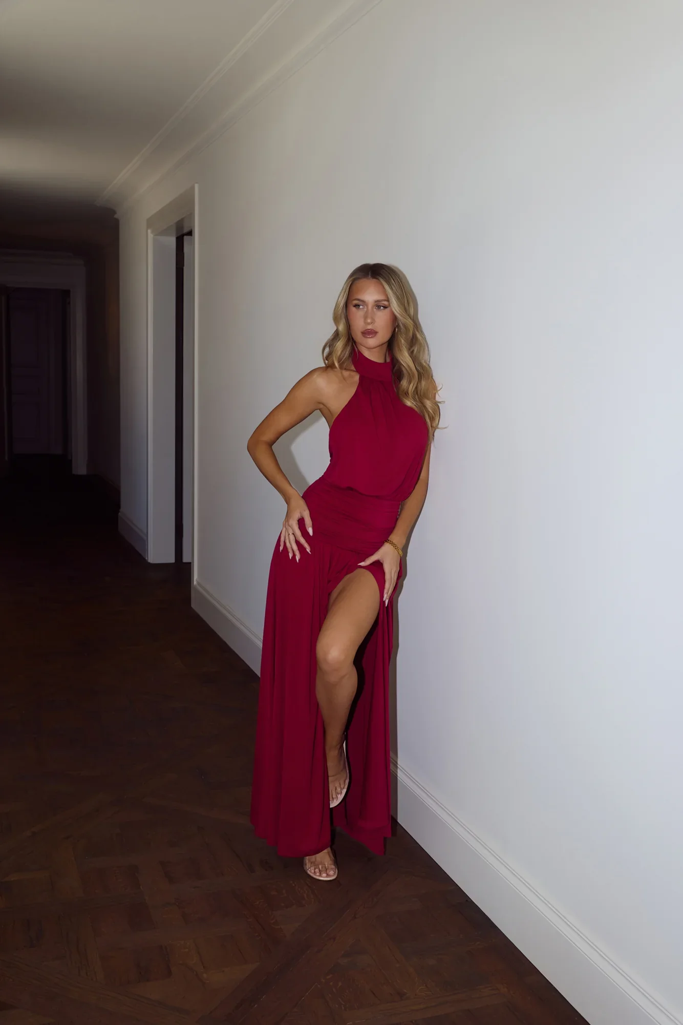 Rosé Petal Dreams Halter Maxi Dress Berry - luluinthesky