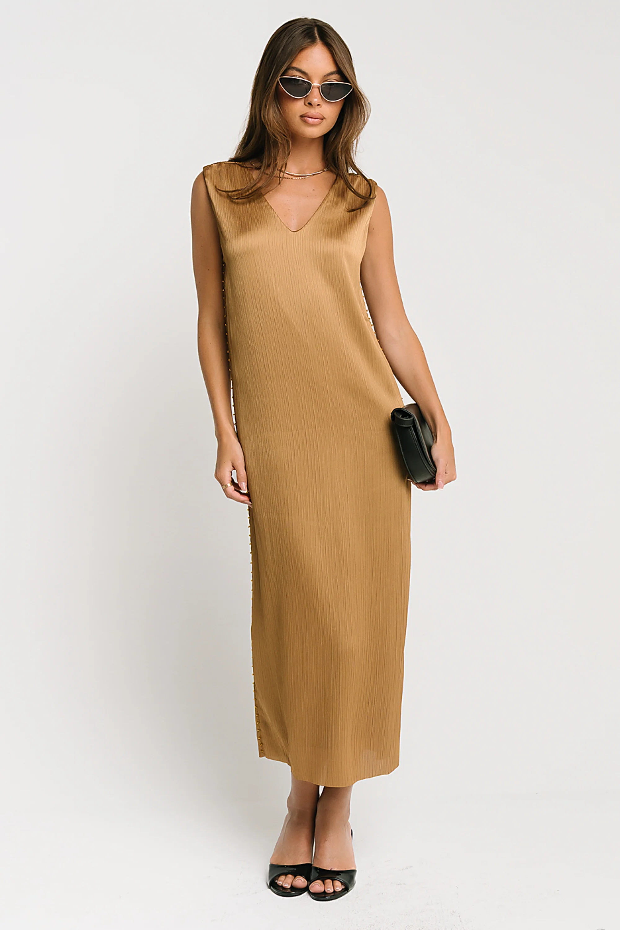 Helena Midi Dress in Gold