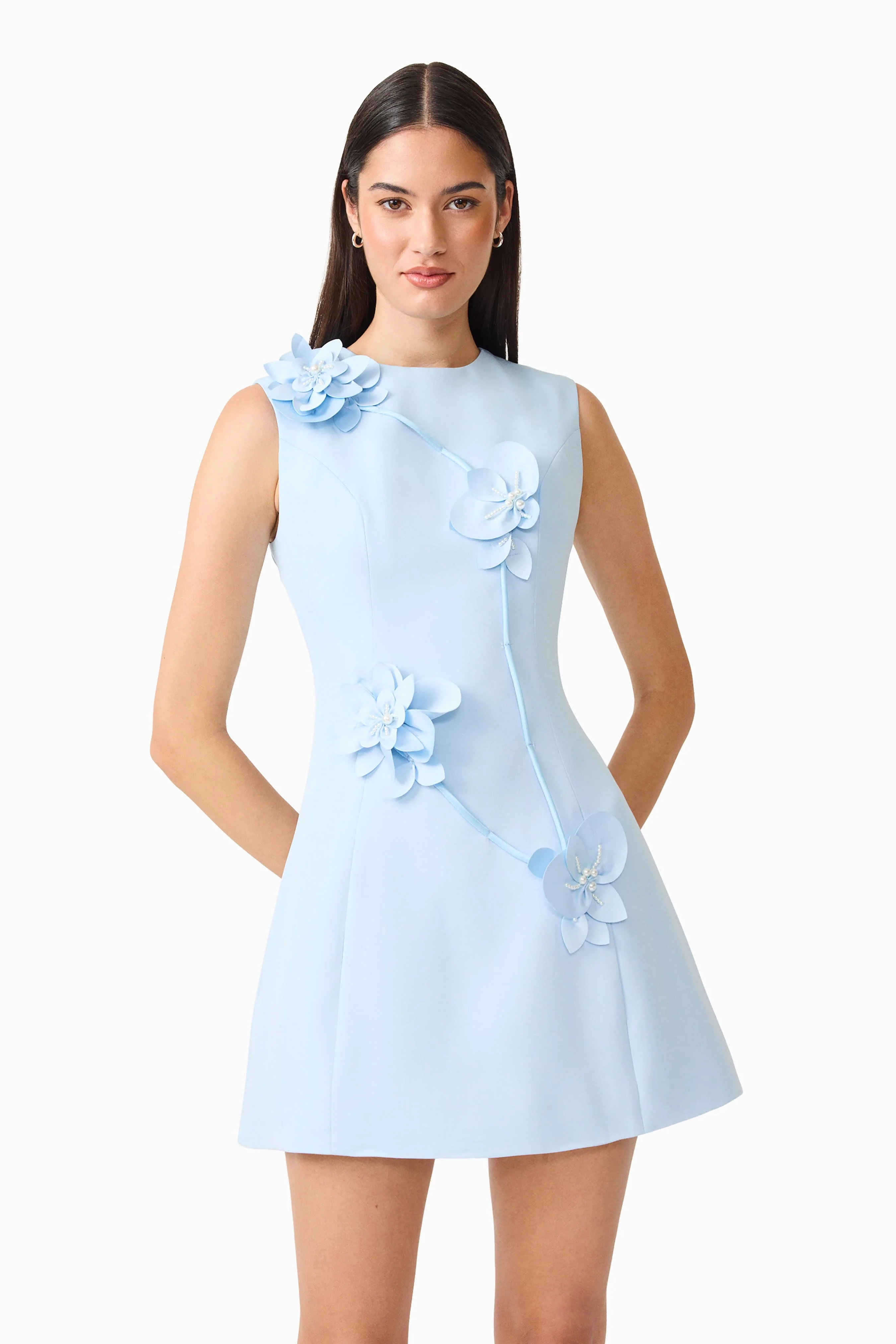 Reina Applique Mini Dress Dress Sky Blue