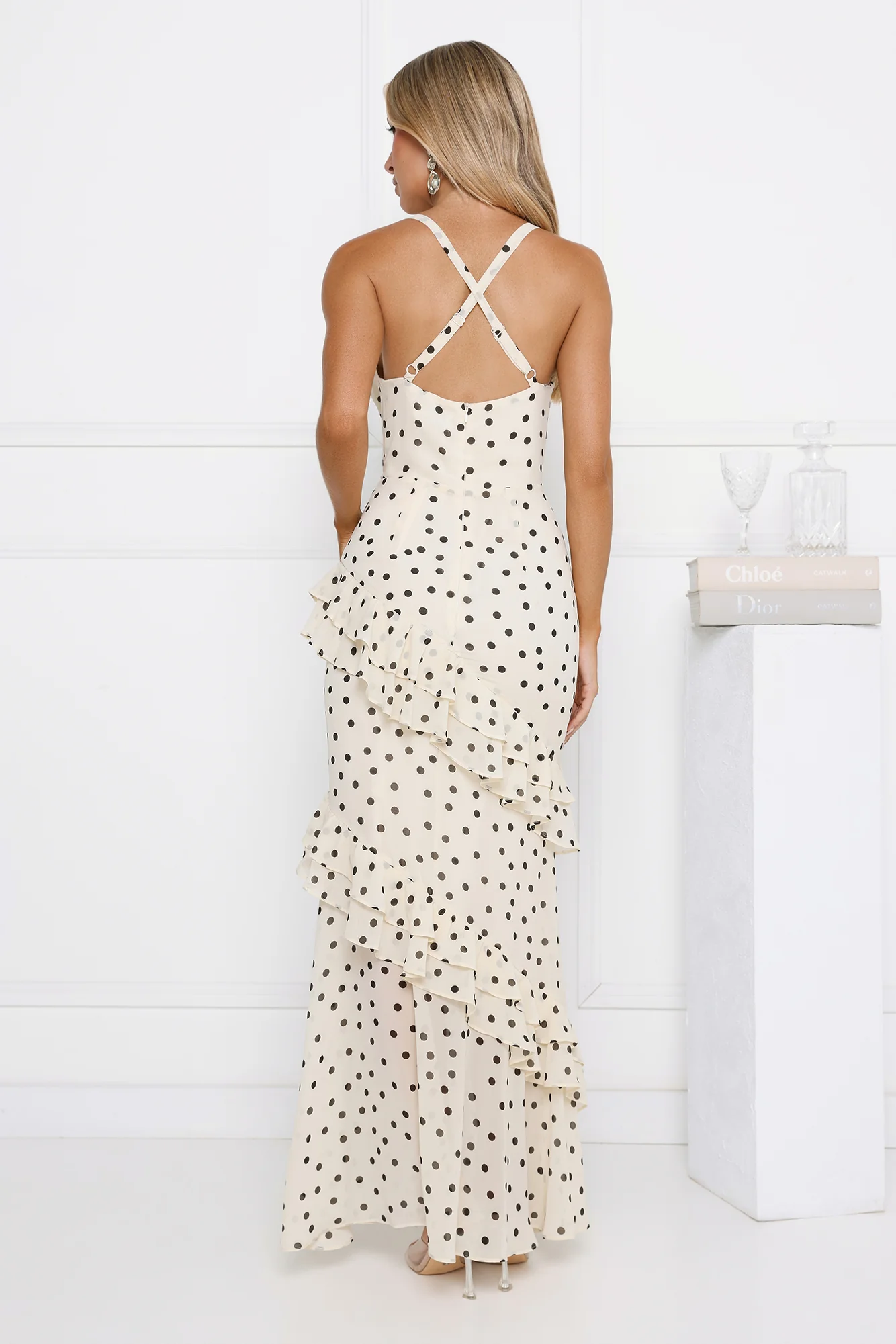 Trends To Come Polka Dot Maxi Dress Cream - luluinthesky