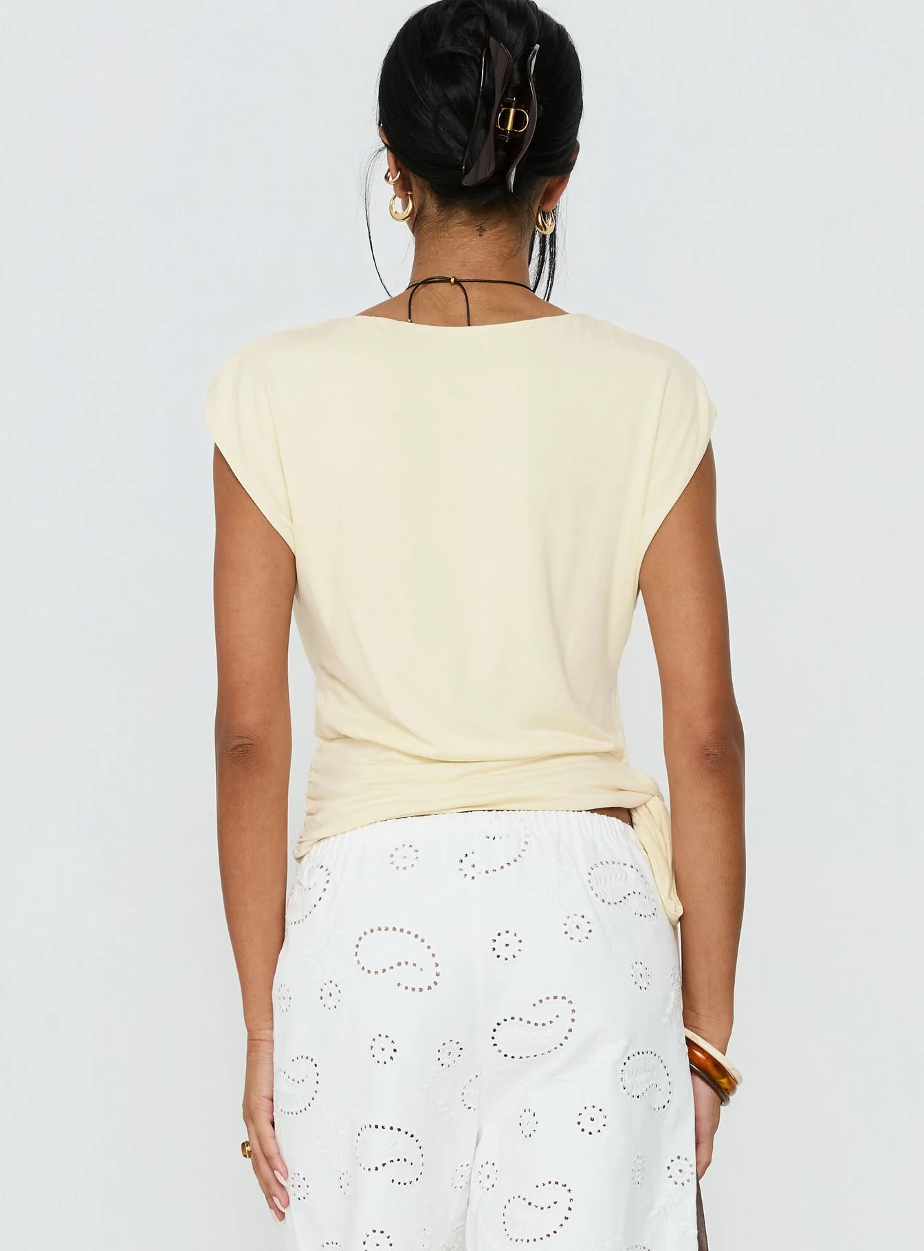 Clock Ticking Cinched Top Cream
