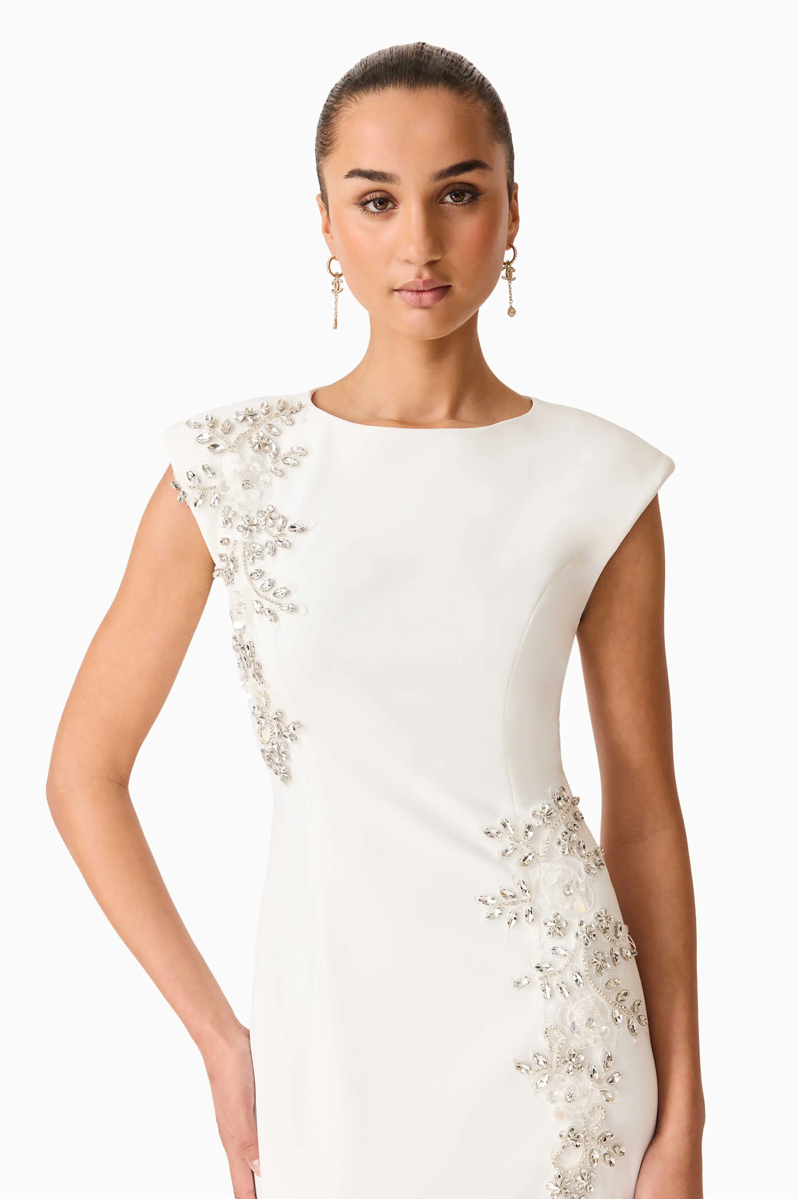 Veda Embellished Gown in White