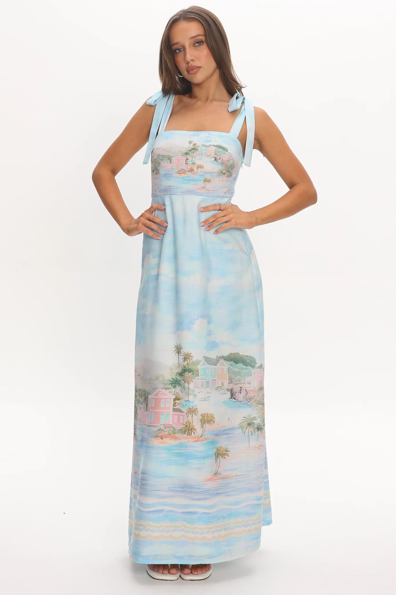 Cove Hideaway Tie Strap Maxi Dress Blue