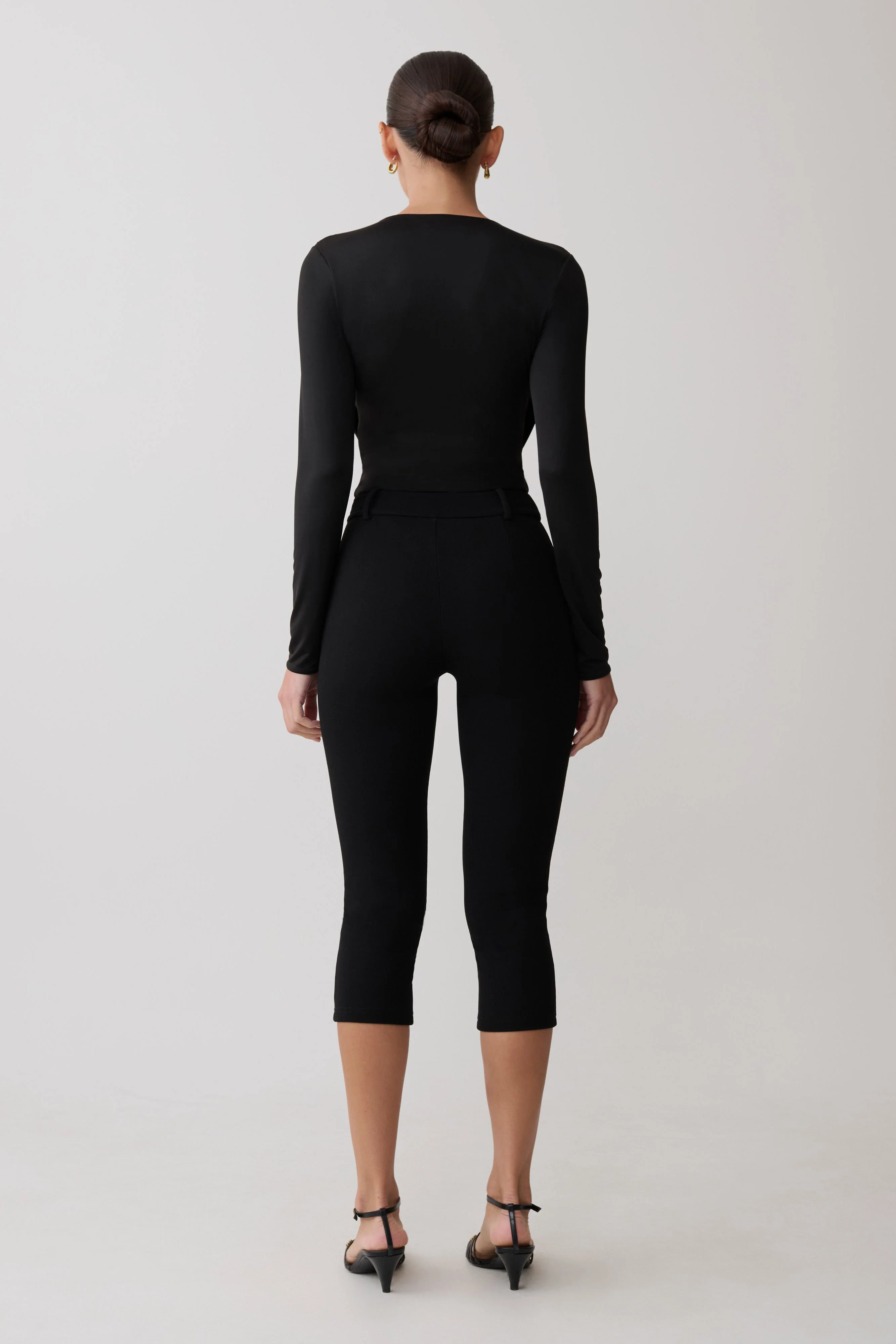 Ren Cowl Long Sleeve Slinky Bodysuit - Black