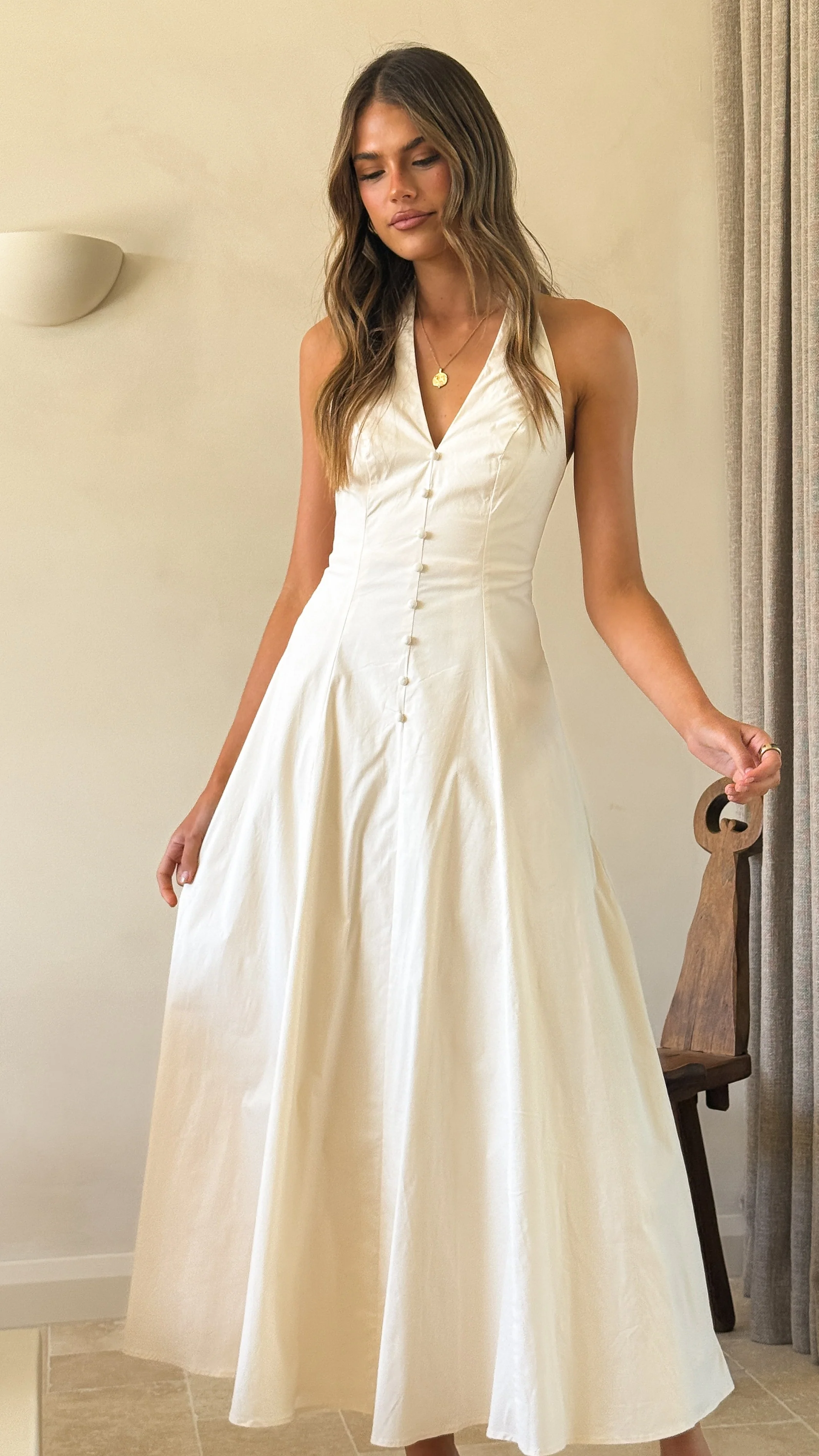 Kaia Maxi Dress - Vanilla - luluinthesky