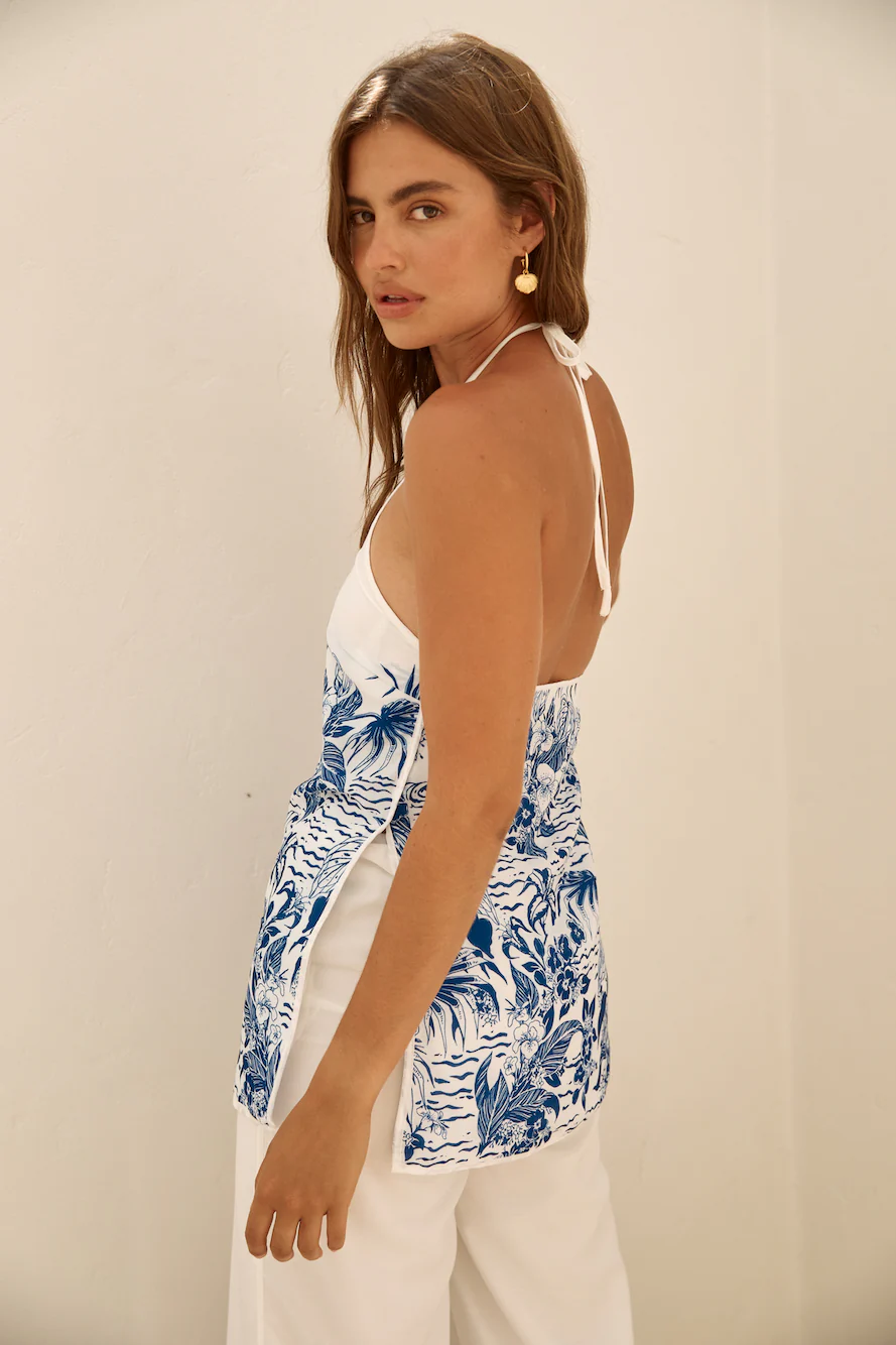 SEVEN WONDERS Valencia Halter Top Blue