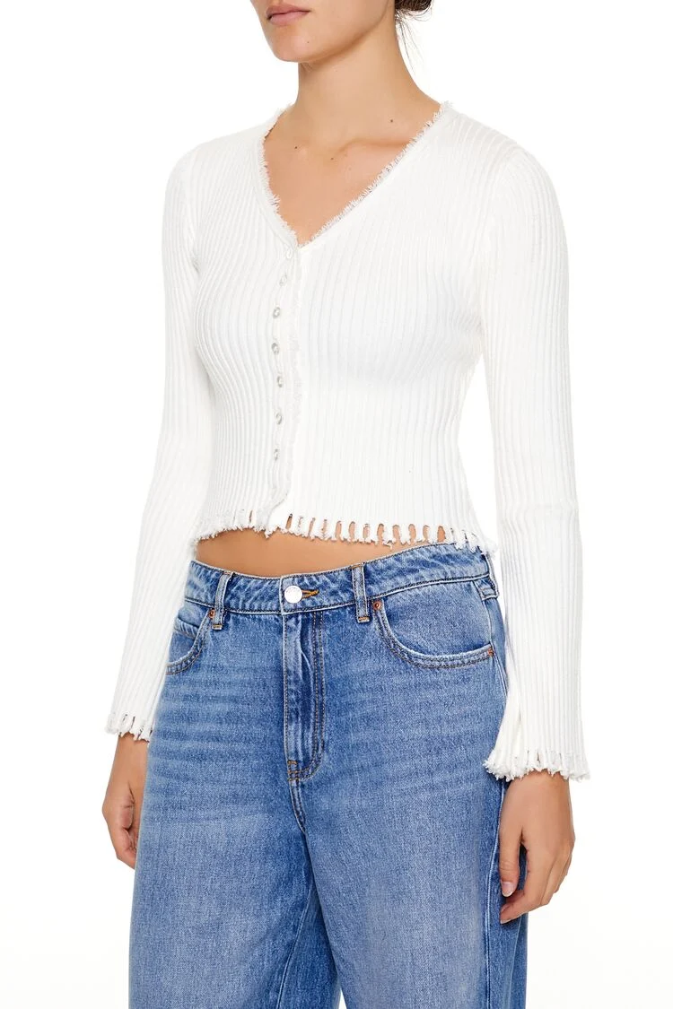 Frayed Cardigan Sweater