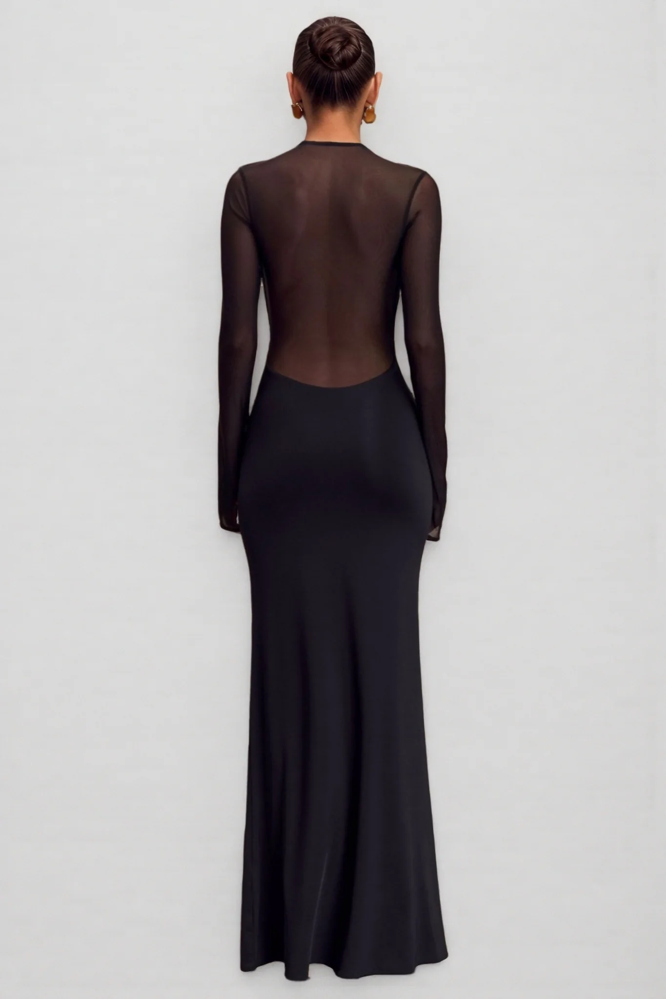 Odette Mesh Long Sleeve Maxi Dress