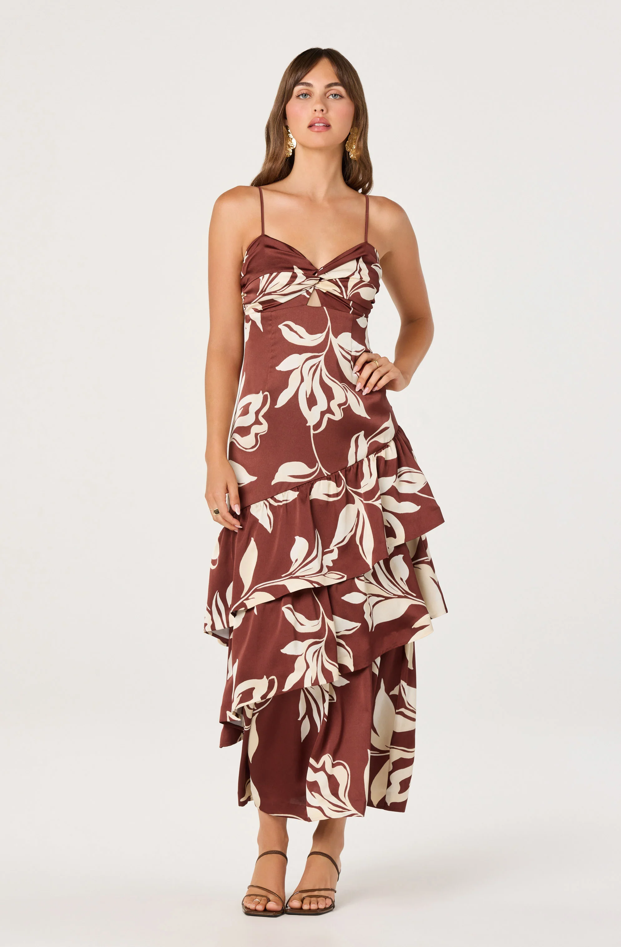 Cassia Twist-Front Satin Maxi Dress