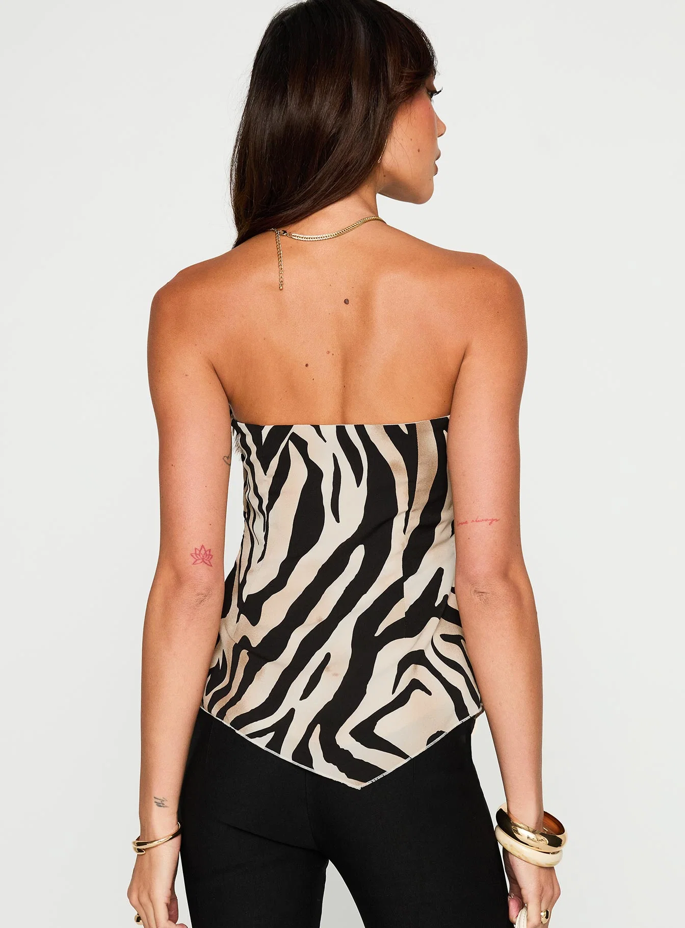 I Wonder Strapless Cut Out Top Tiger