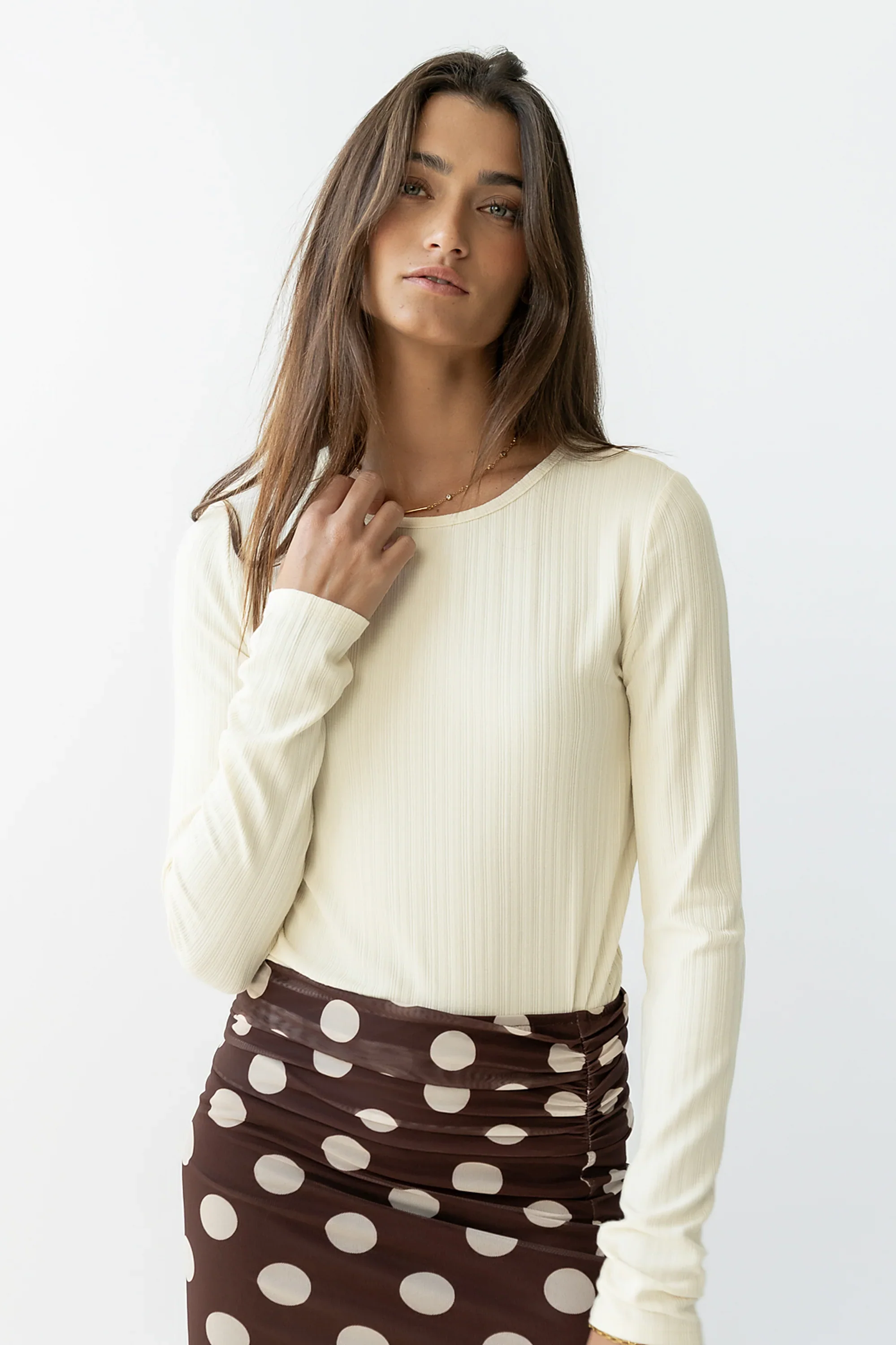 Marceline Textured Top in Cream