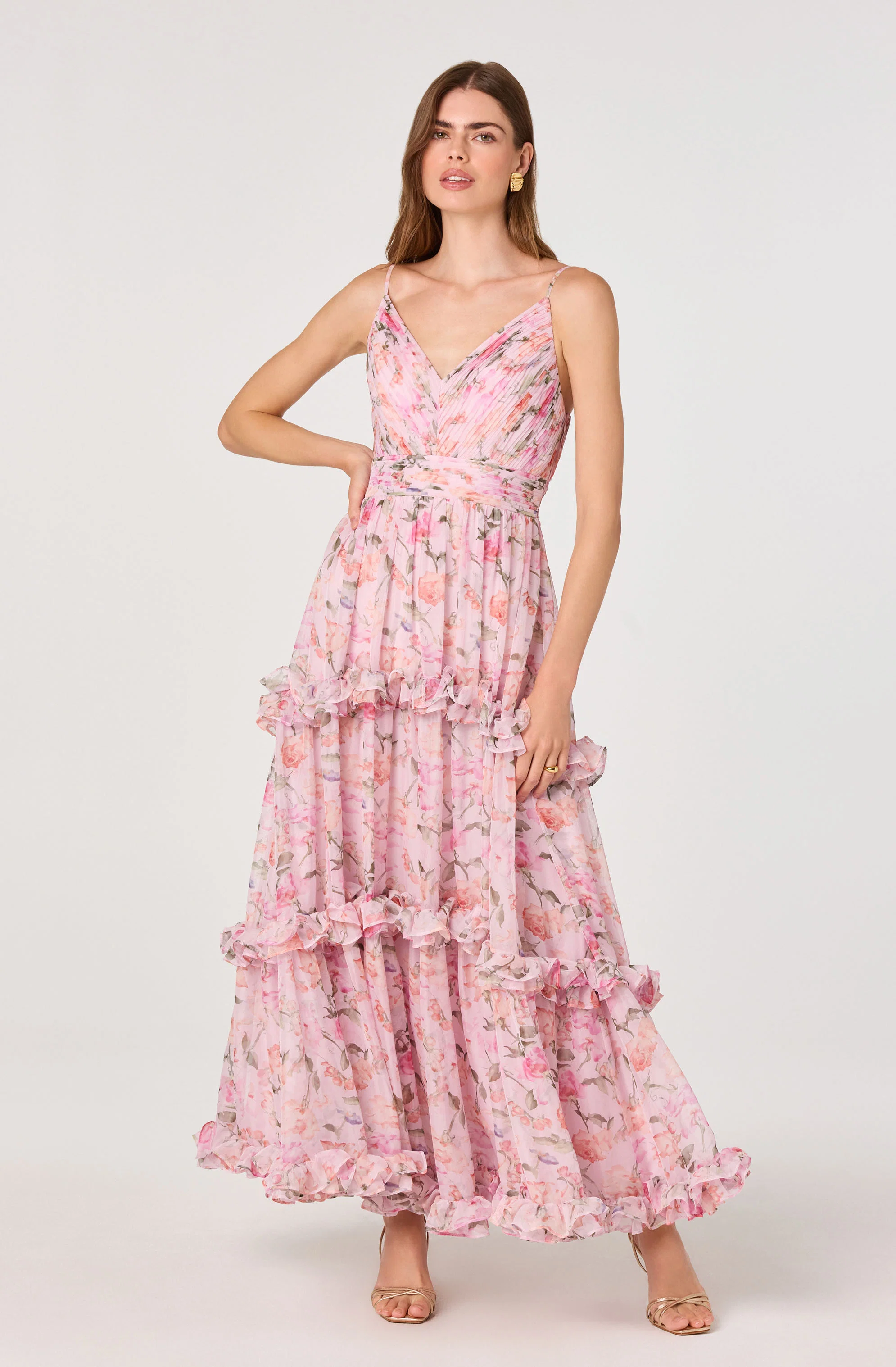 Ayanna Floral Pleated Tiered Maxi Dress