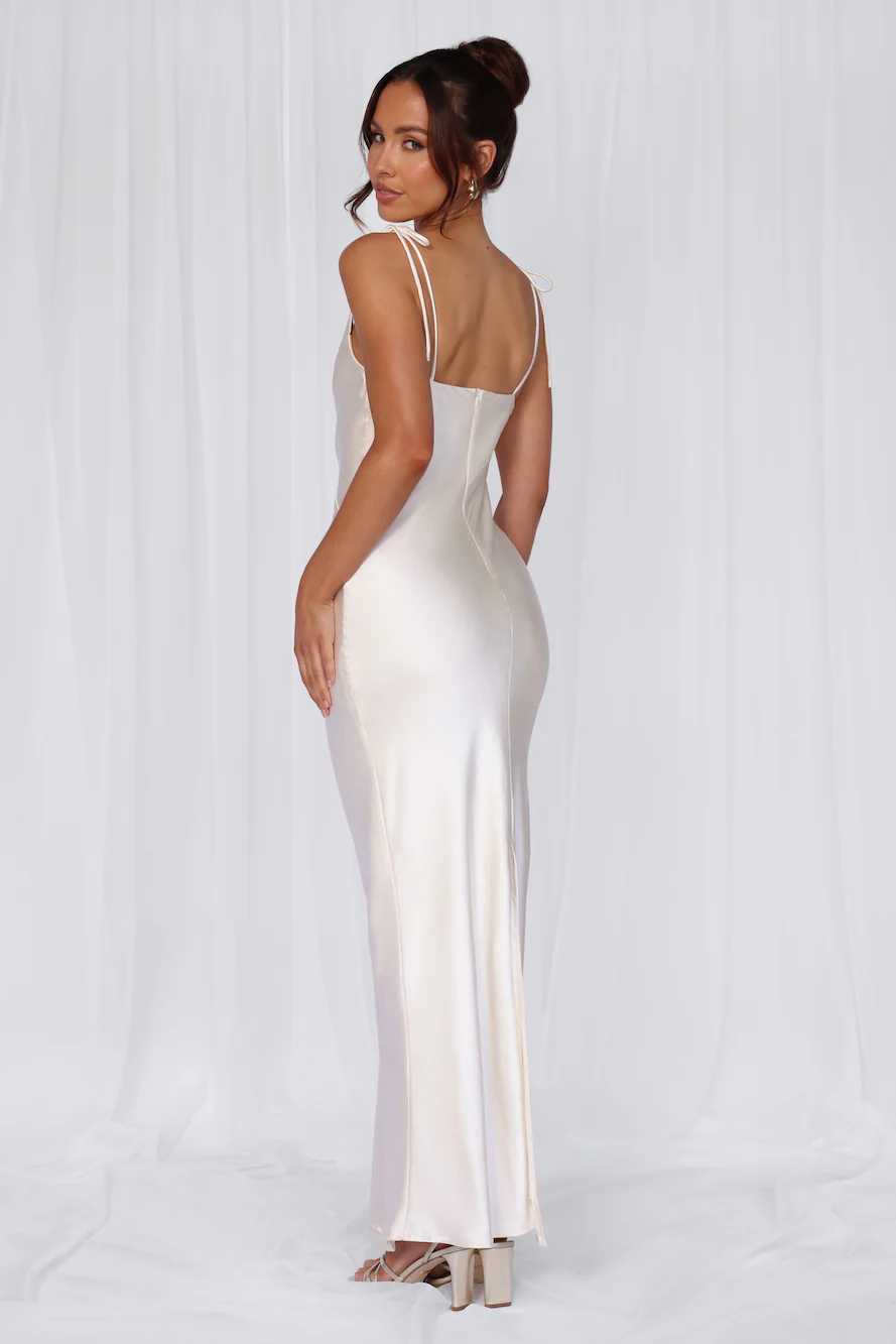 HELLO MOLLY The Penelope Cowl Satin Maxi Dress Pearl - luluinthesky