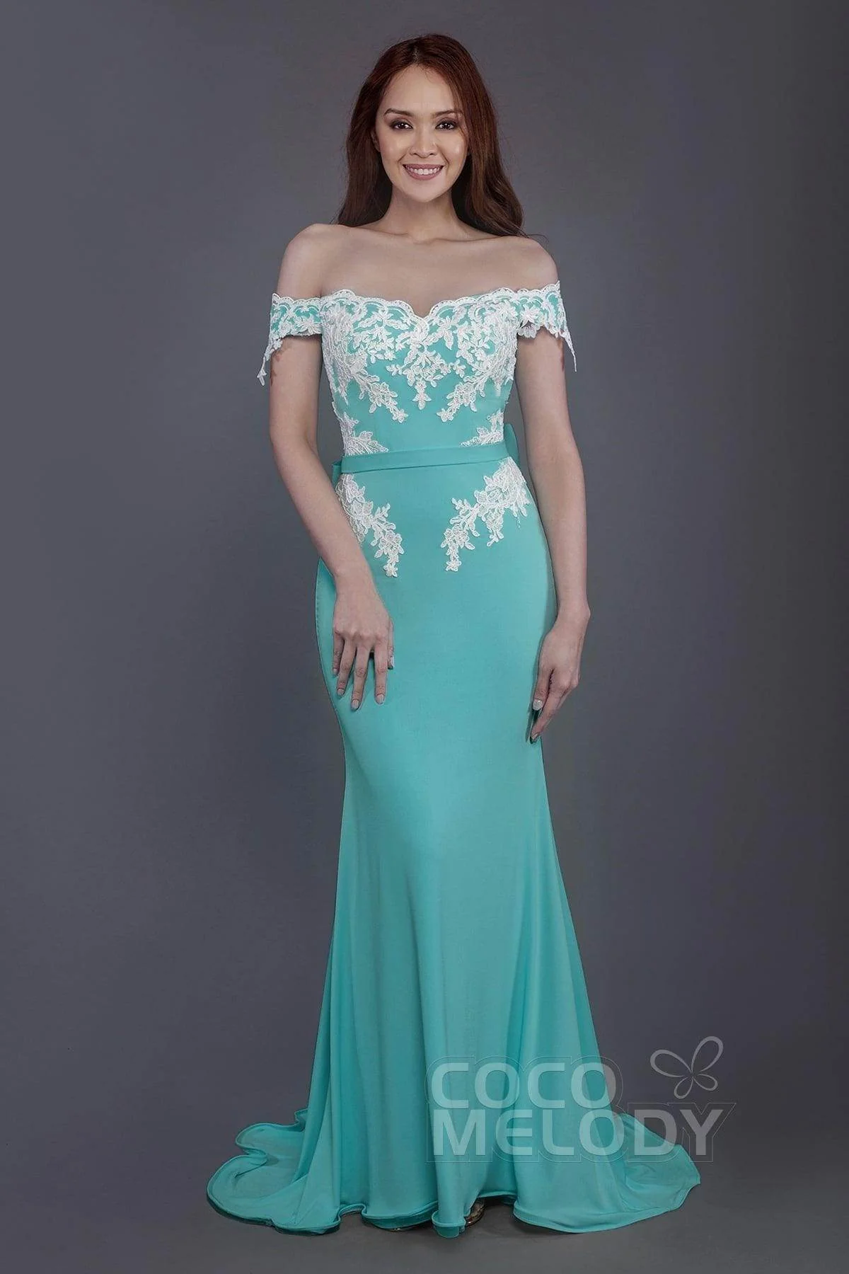 Mermaid Sweep Train Knitted Fabric Bridesmaid Dress PR3497