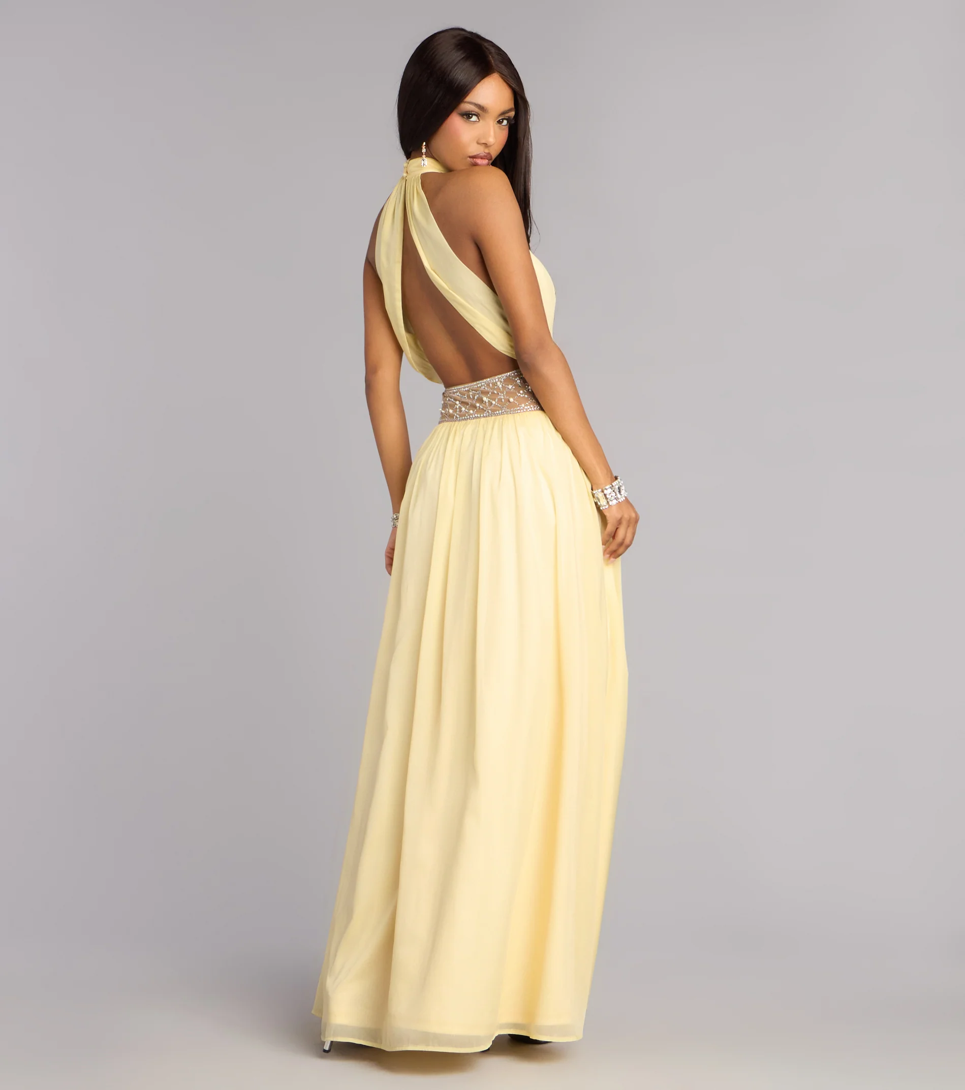 Monica Chiffon Embellished Formal Dress