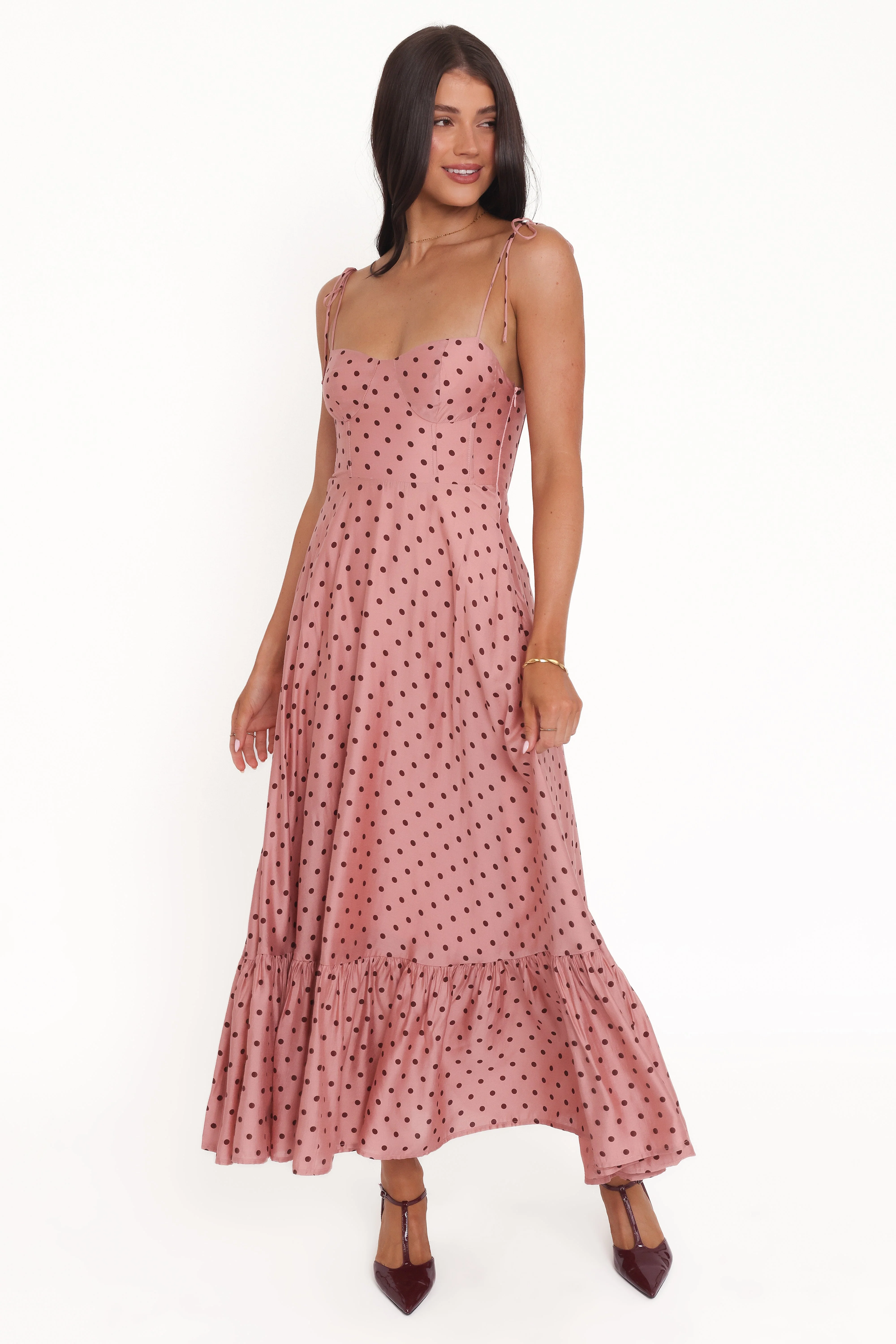 Ayana Midi Dress - Pink Polka Dot