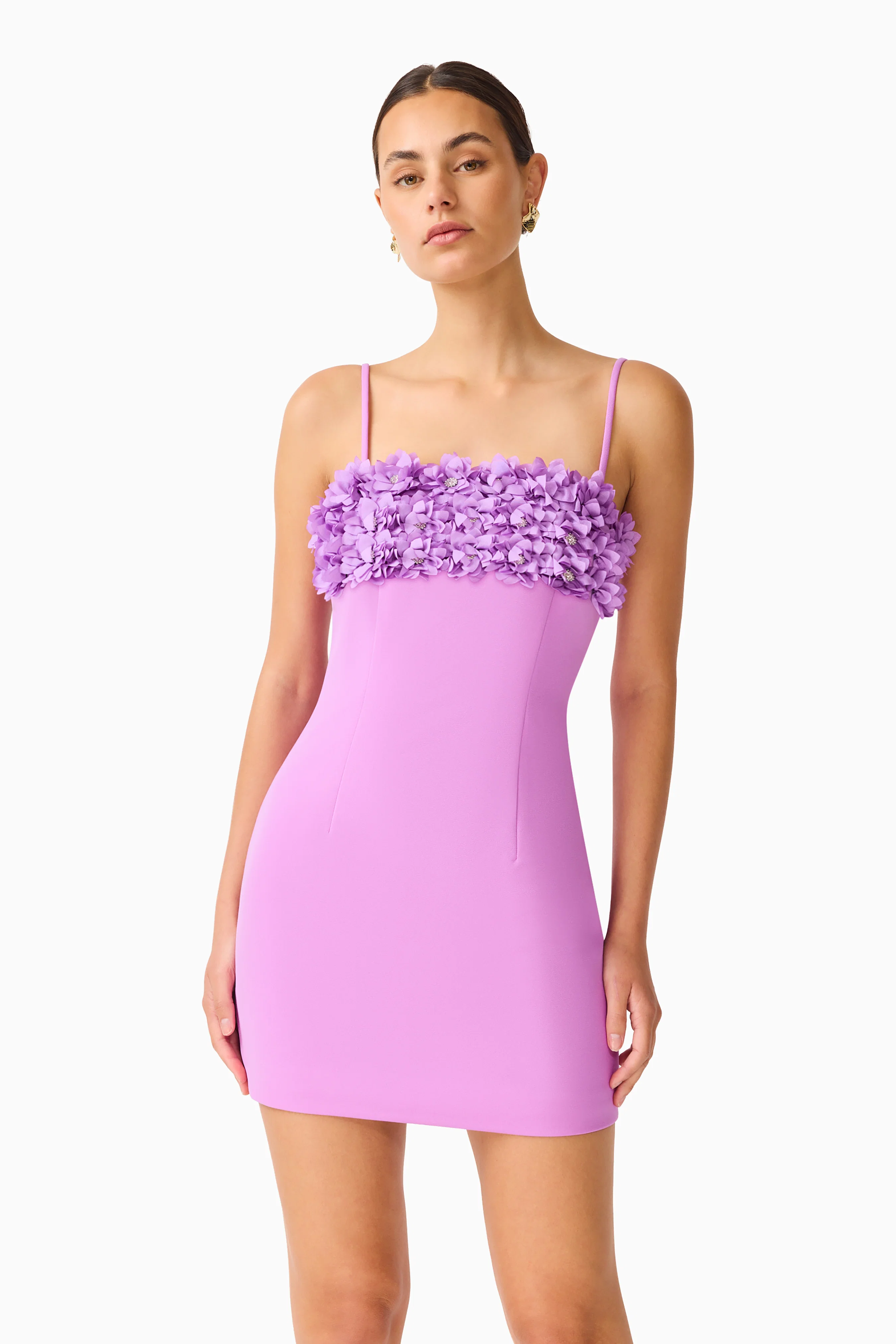 Solenne Party Mini Dress in Purple