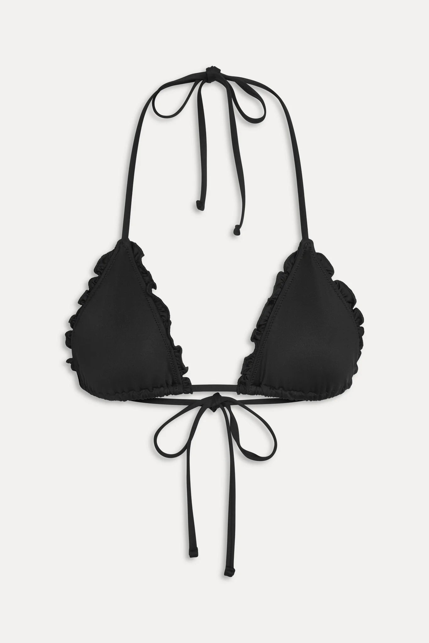 Nick Ruffle Triangle Bikini Top - Black