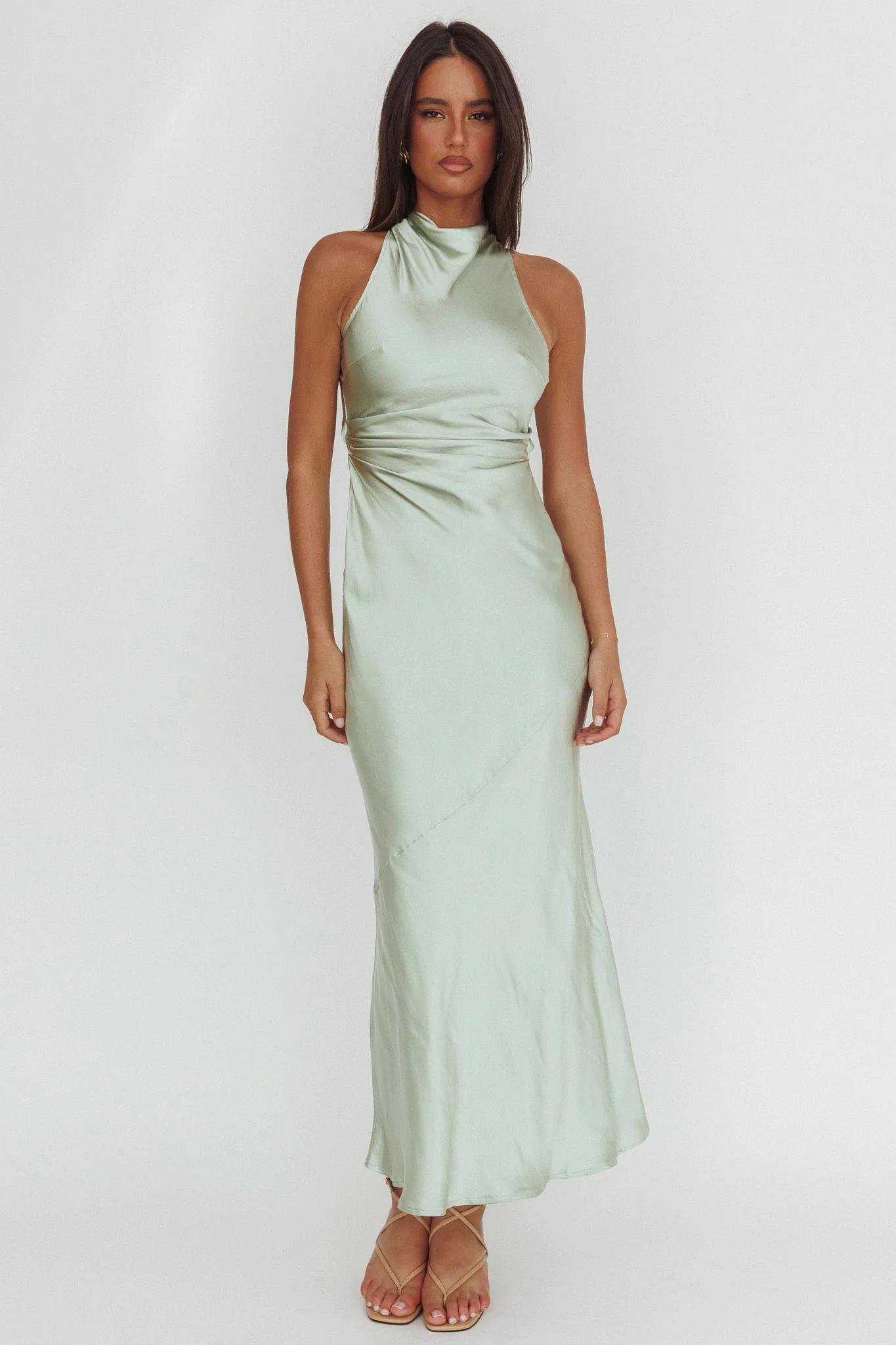 Moonlight Mirage Criss-Cross Back Maxi Dress Pistachio - luluinthesky