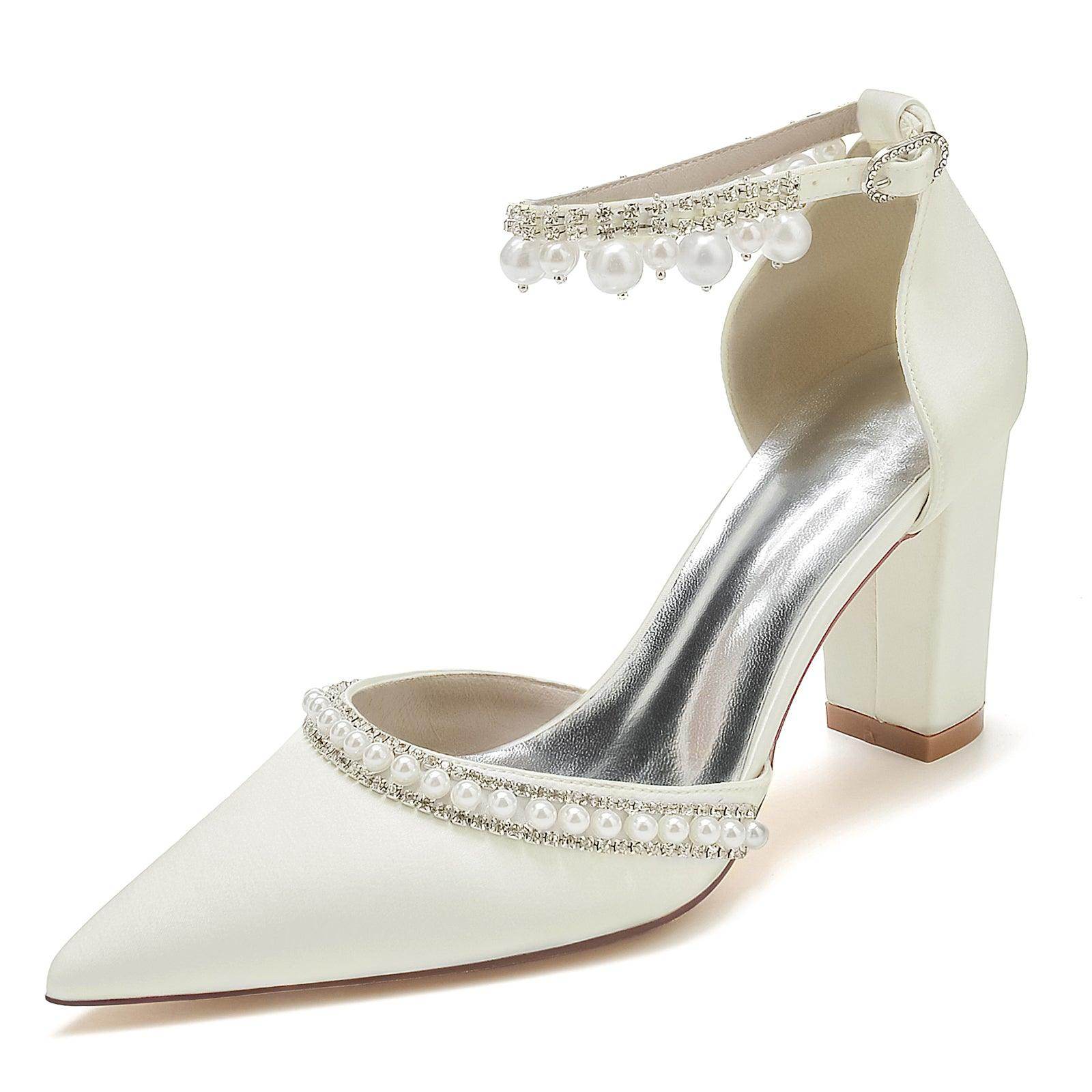 Chunky Heel 8.5cm Silk-Like Shoes CK0190
