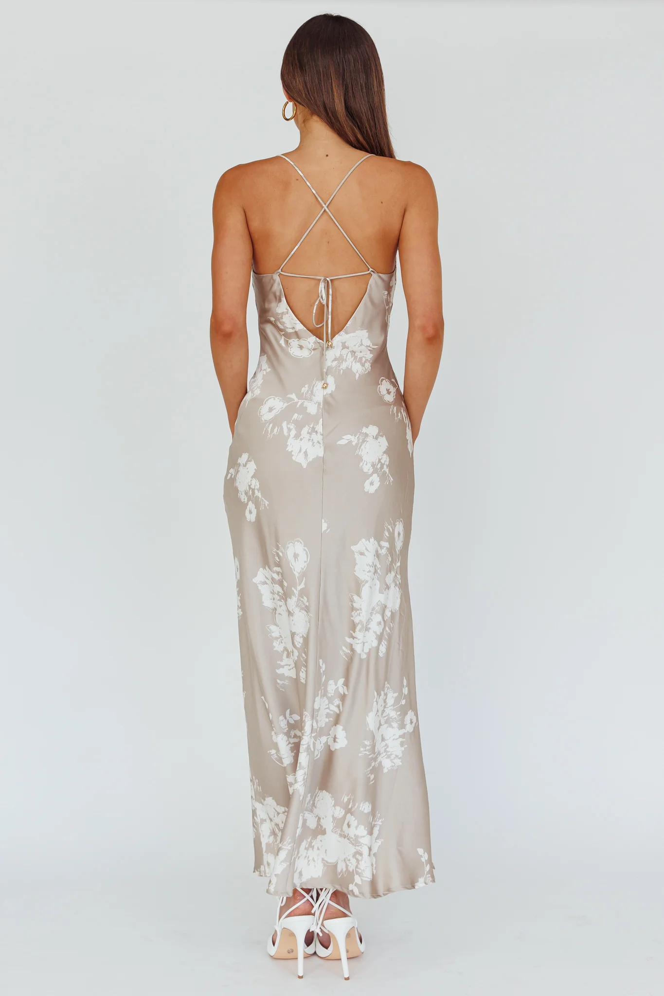 Lyndel Tied Back Slip Midi Dress Grey