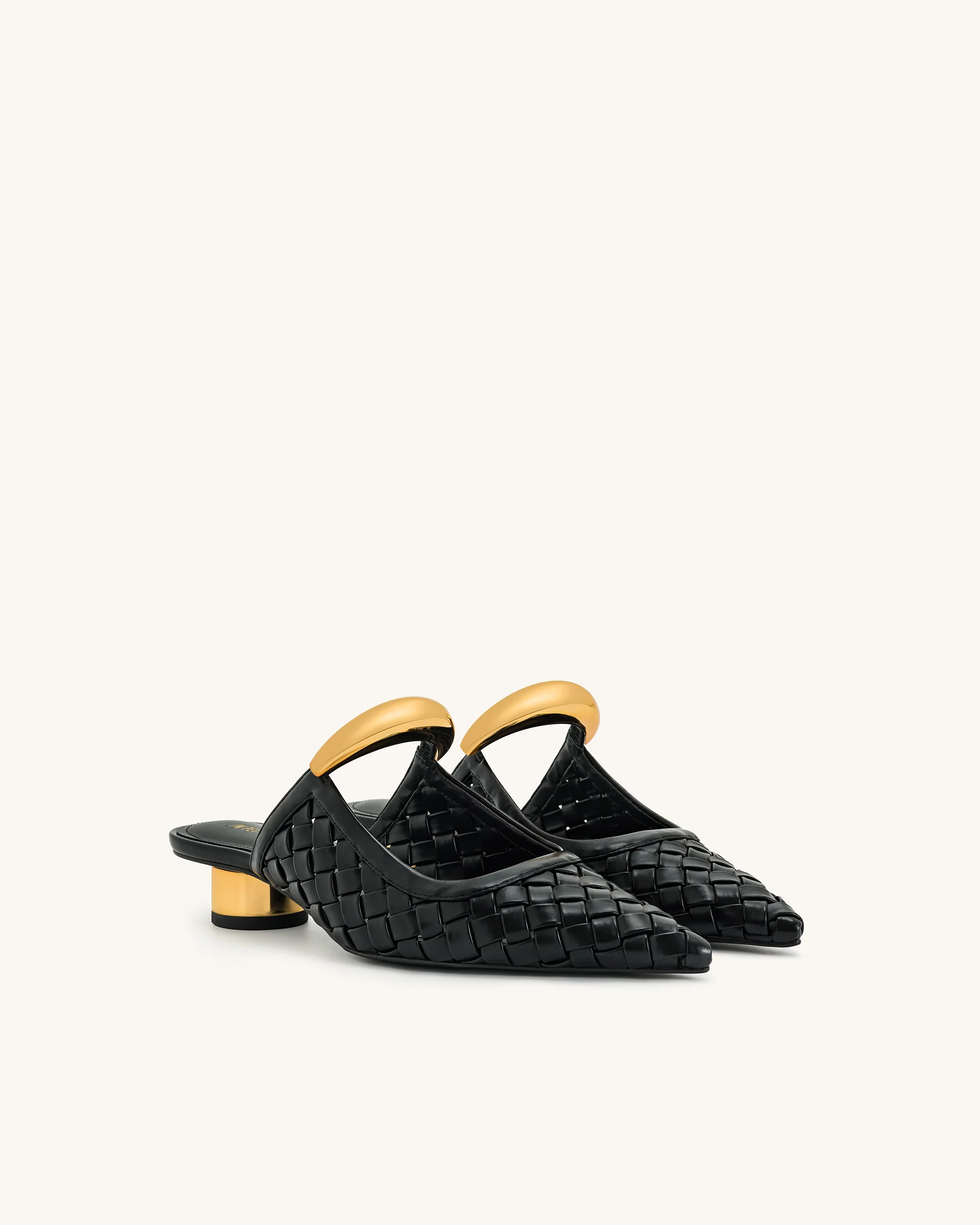 Helena Weave  Pierced Mules - Black
