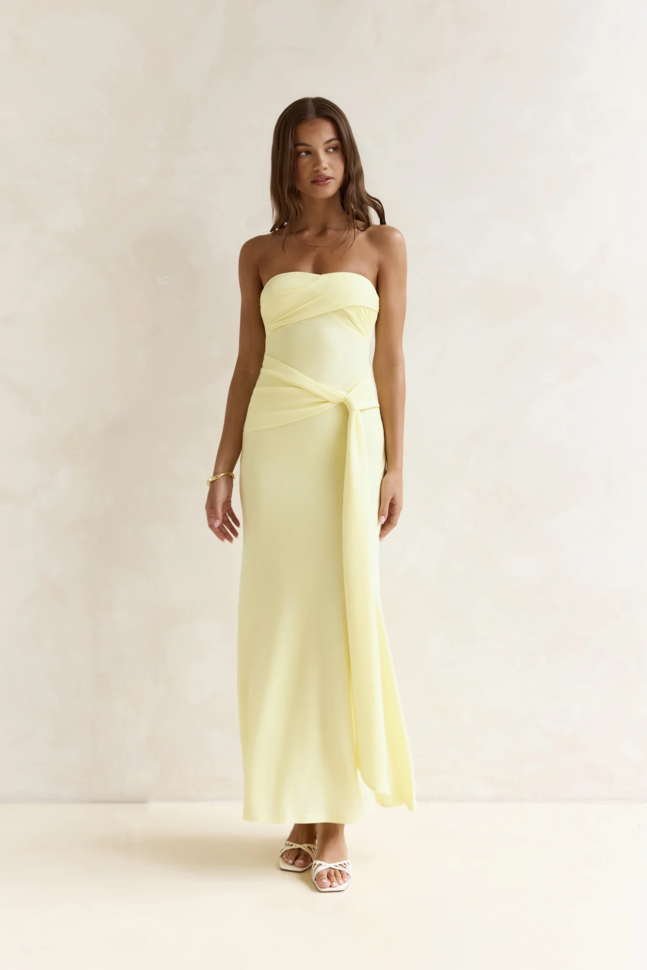 Follow You Strapless Maxi Dress Yellow - luluinthesky
