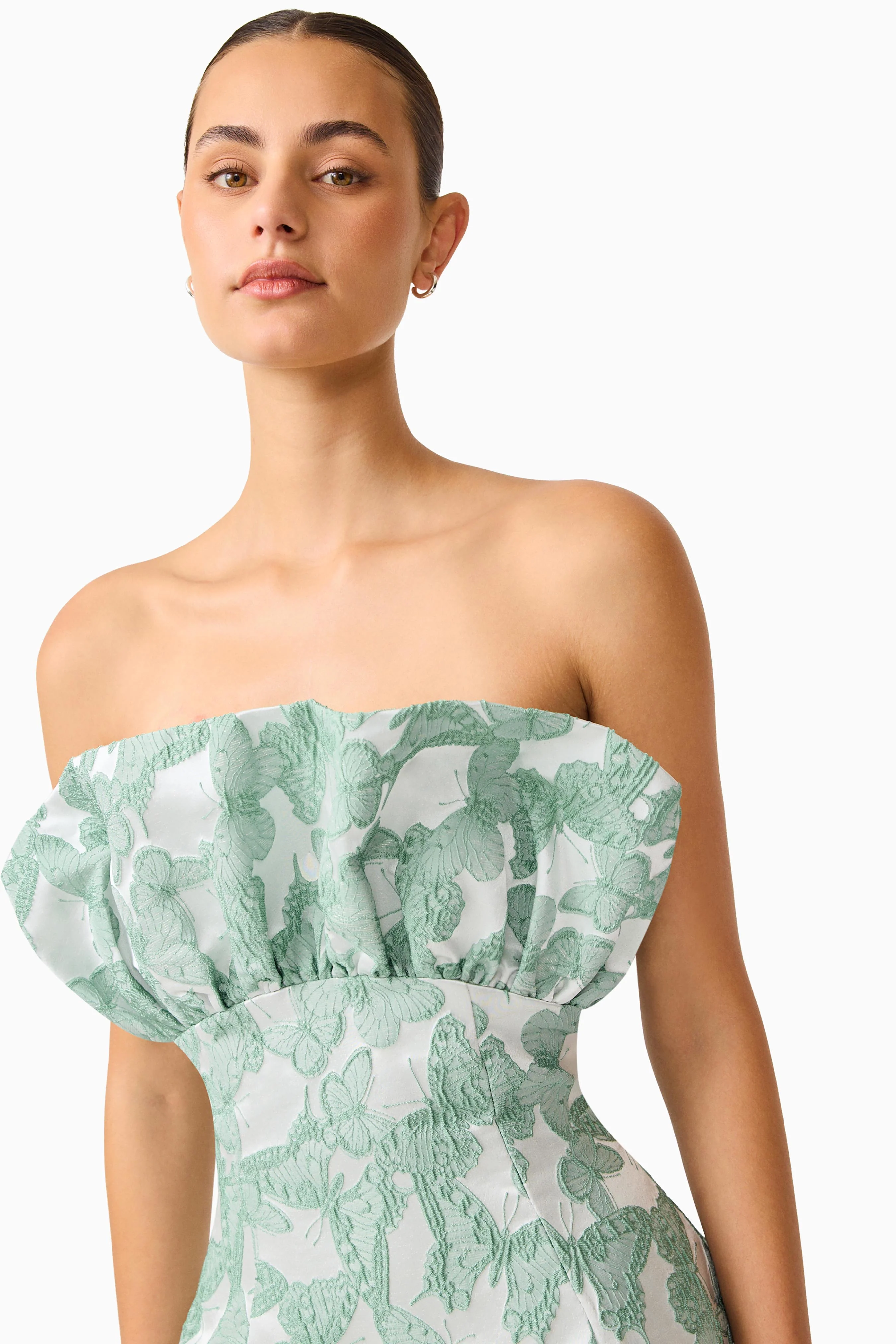Lisette Ruffle Mini Dress in Sea Green