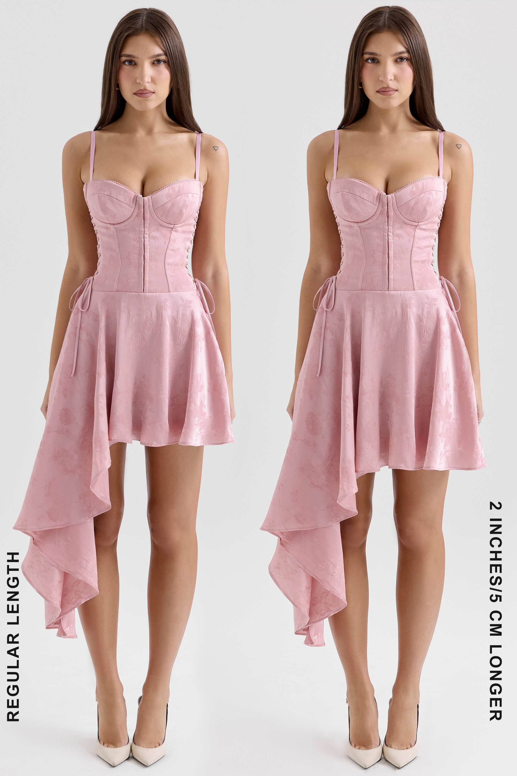 Pink Jacquard Draped Mini Dress