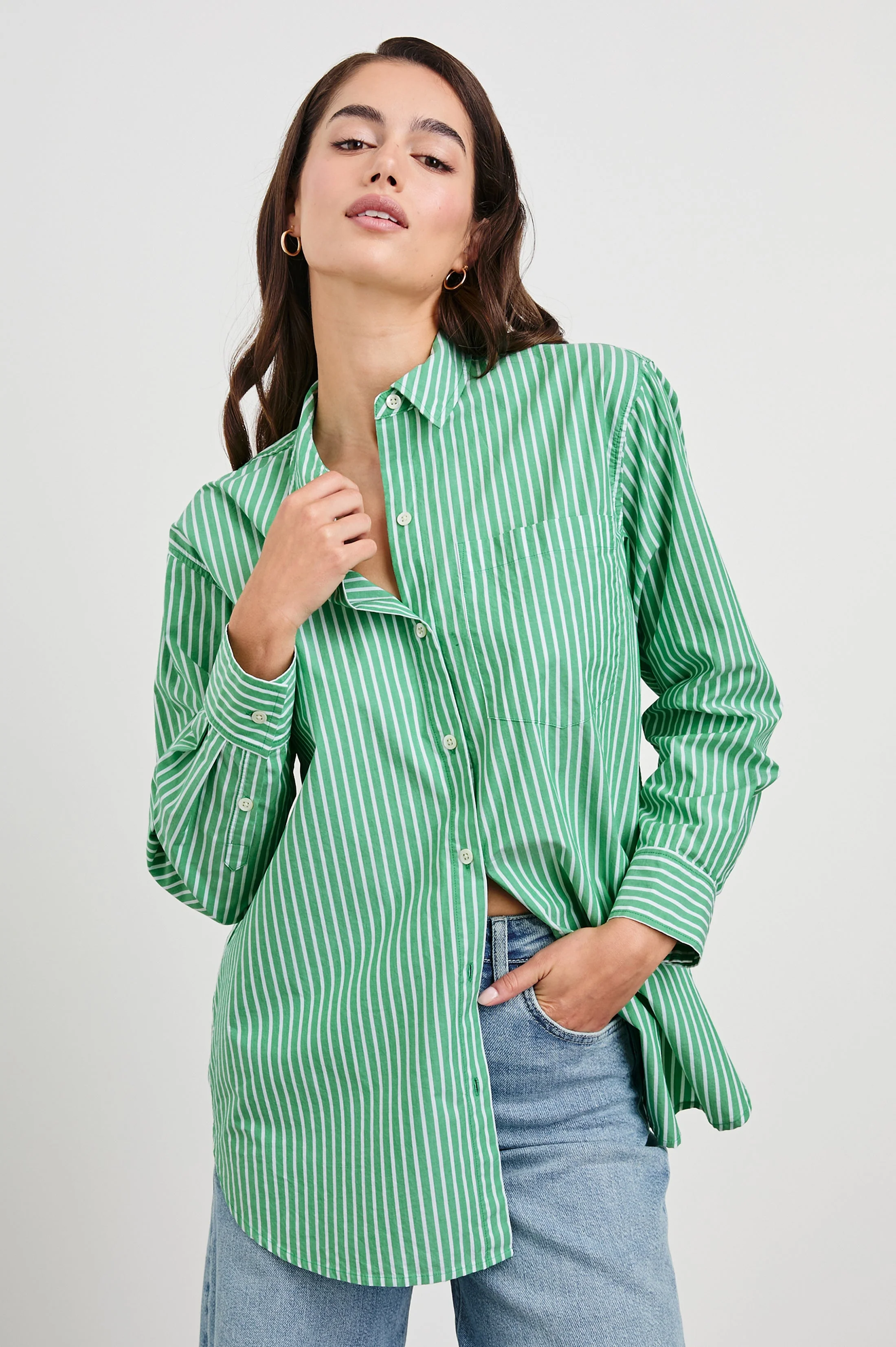 Elsa Shirt - Kelly White Stripe