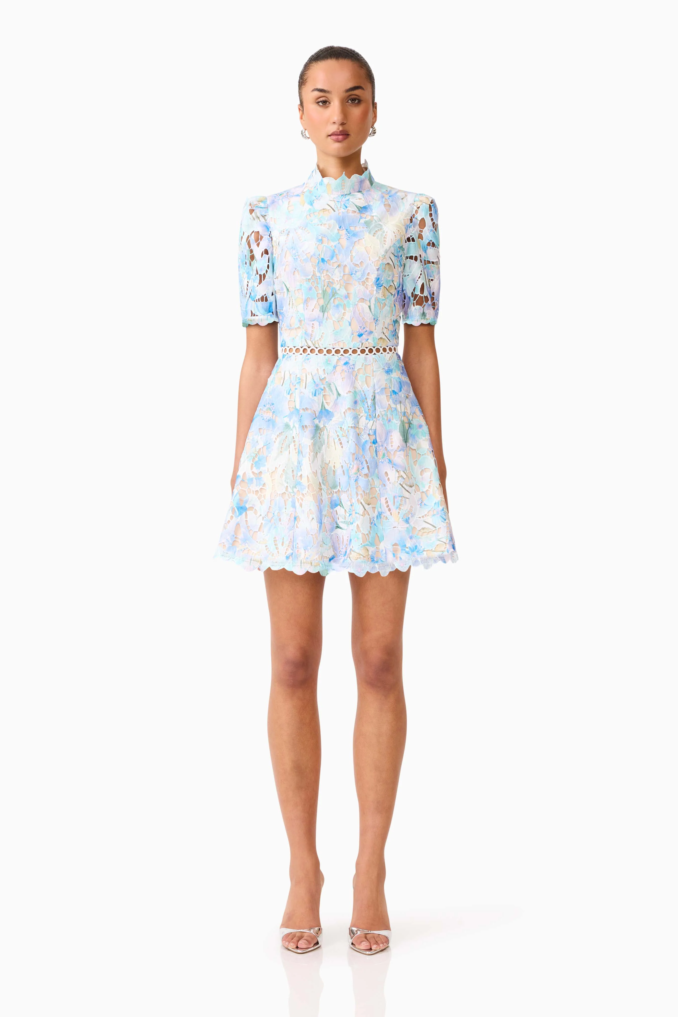 Kalissa A-Line Mini Dress in Blue Floral