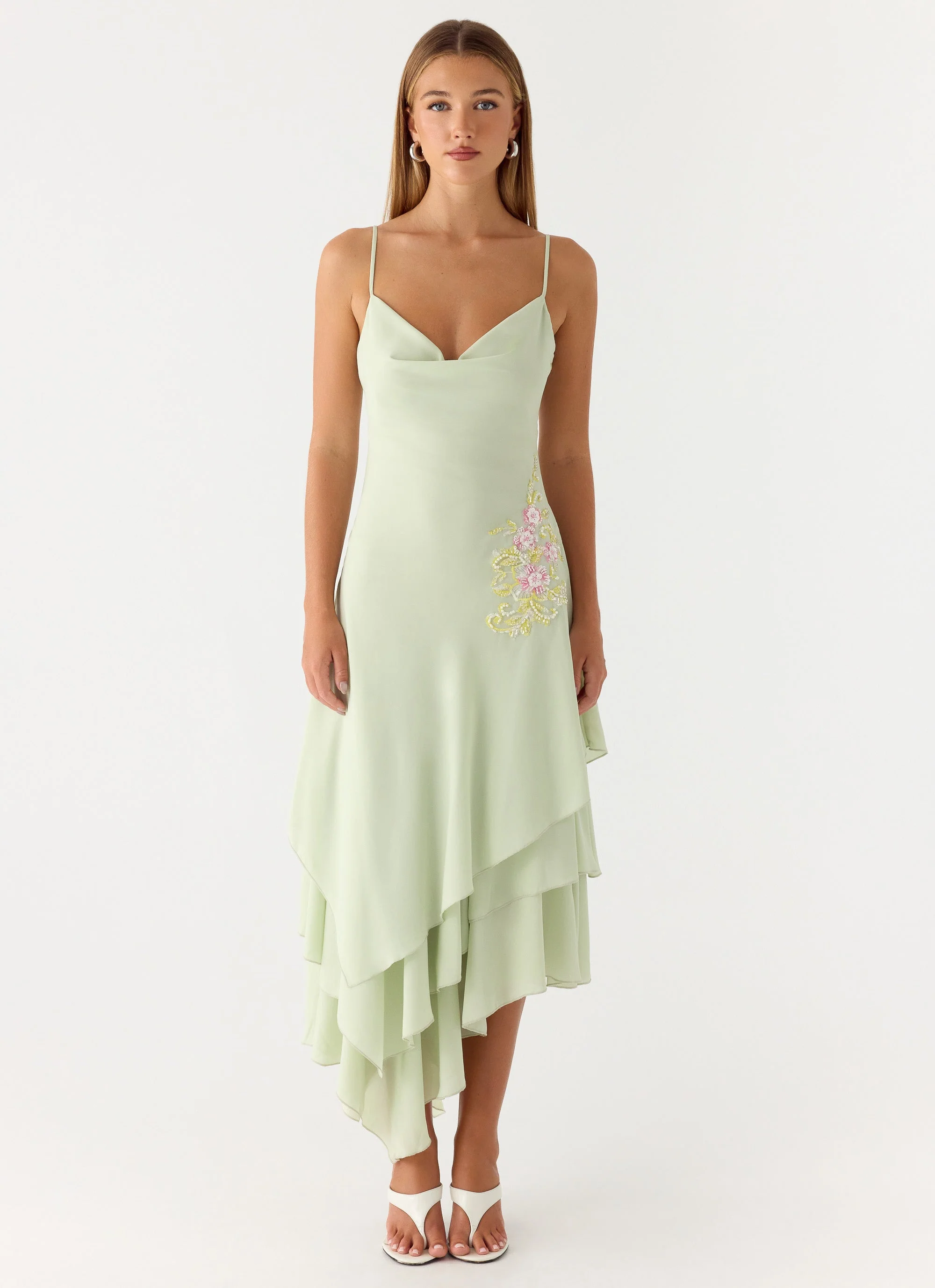 Trisette Midi Dress - Lime - luluinthesky