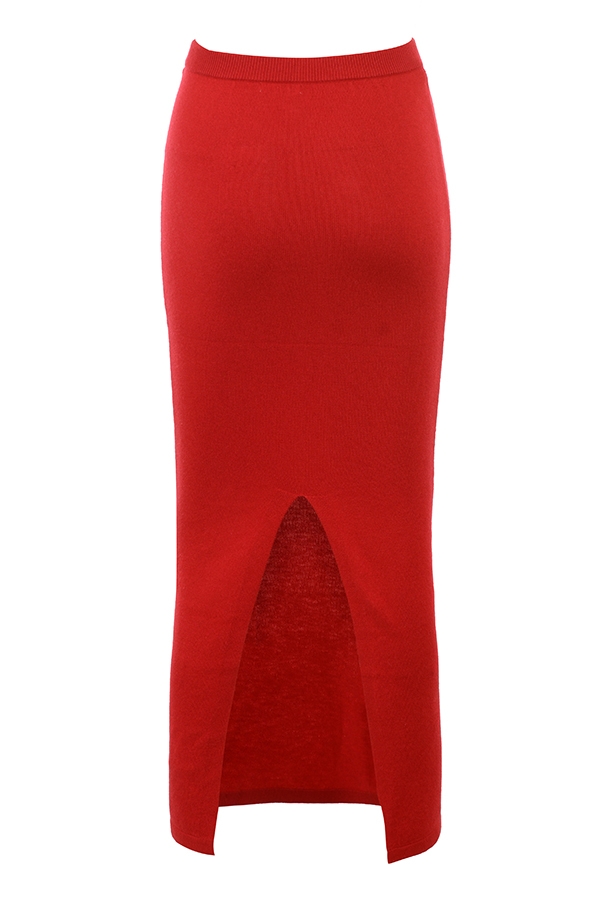 Holly Red Cashmere Blend Midi Skirt