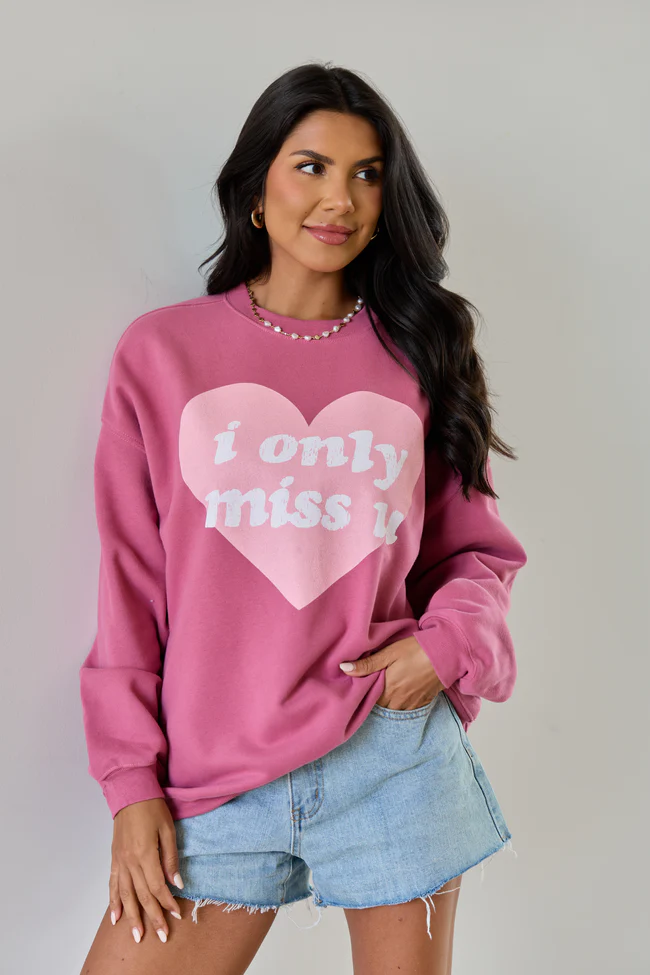 I Only Miss U Rose Graphic Sweatshirt