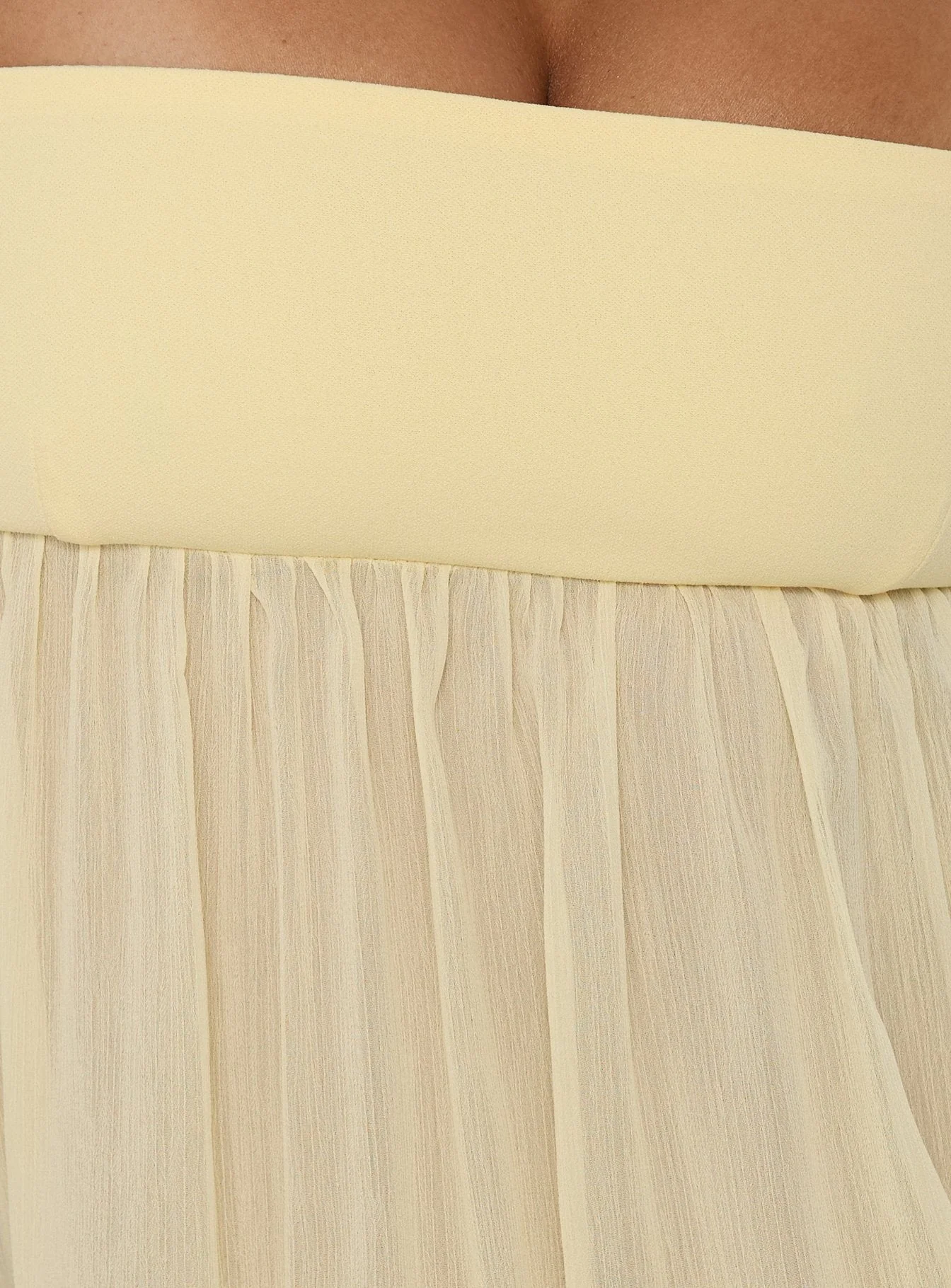 Howland Strapless Sheer Blouson Mini Dress Yellow