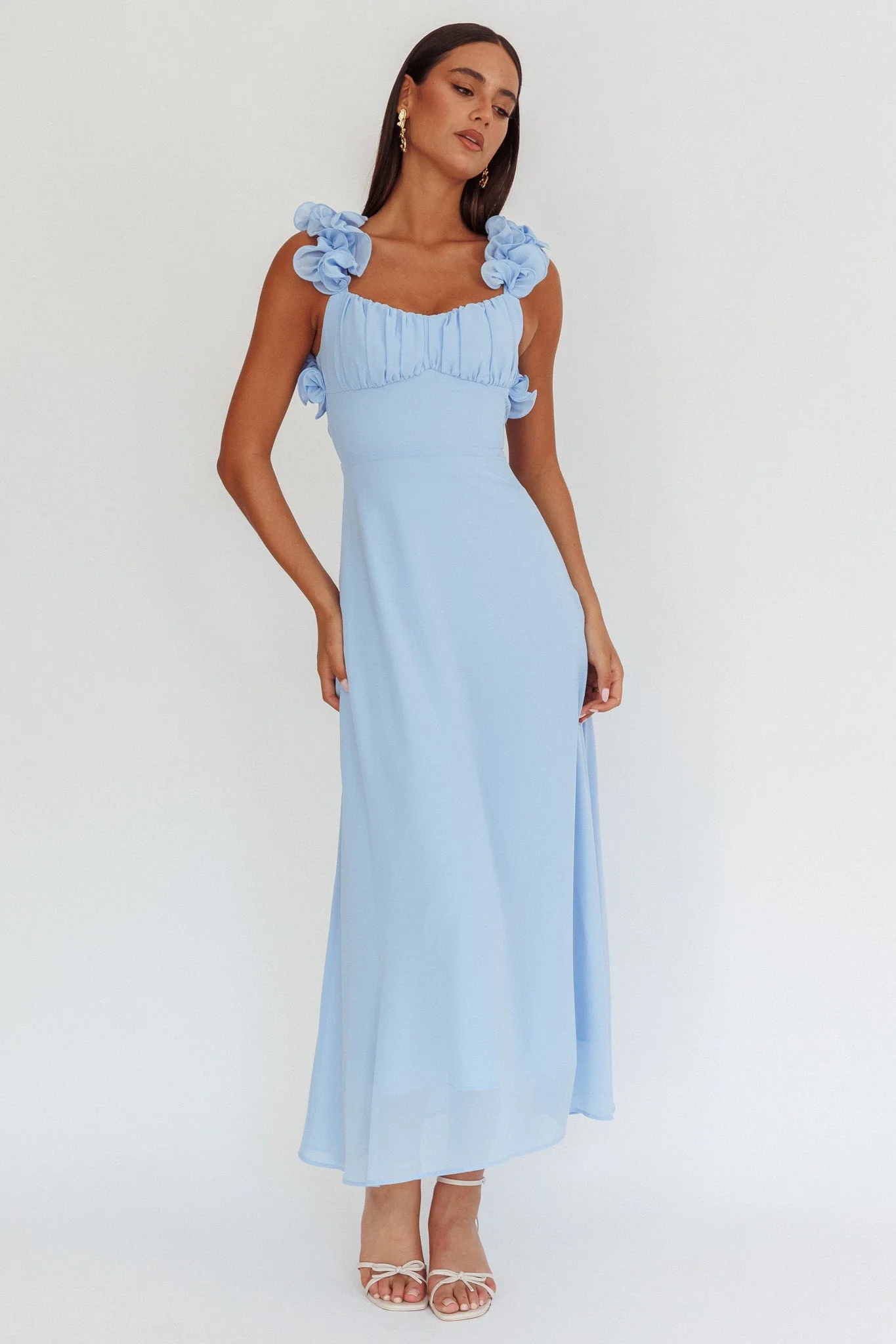 Eloquent Lace-Up Back Maxi Dress Blue
