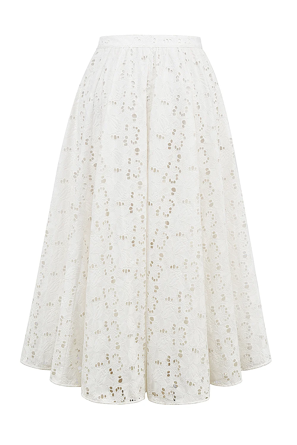 White Broderie Anglais Midi Skirt