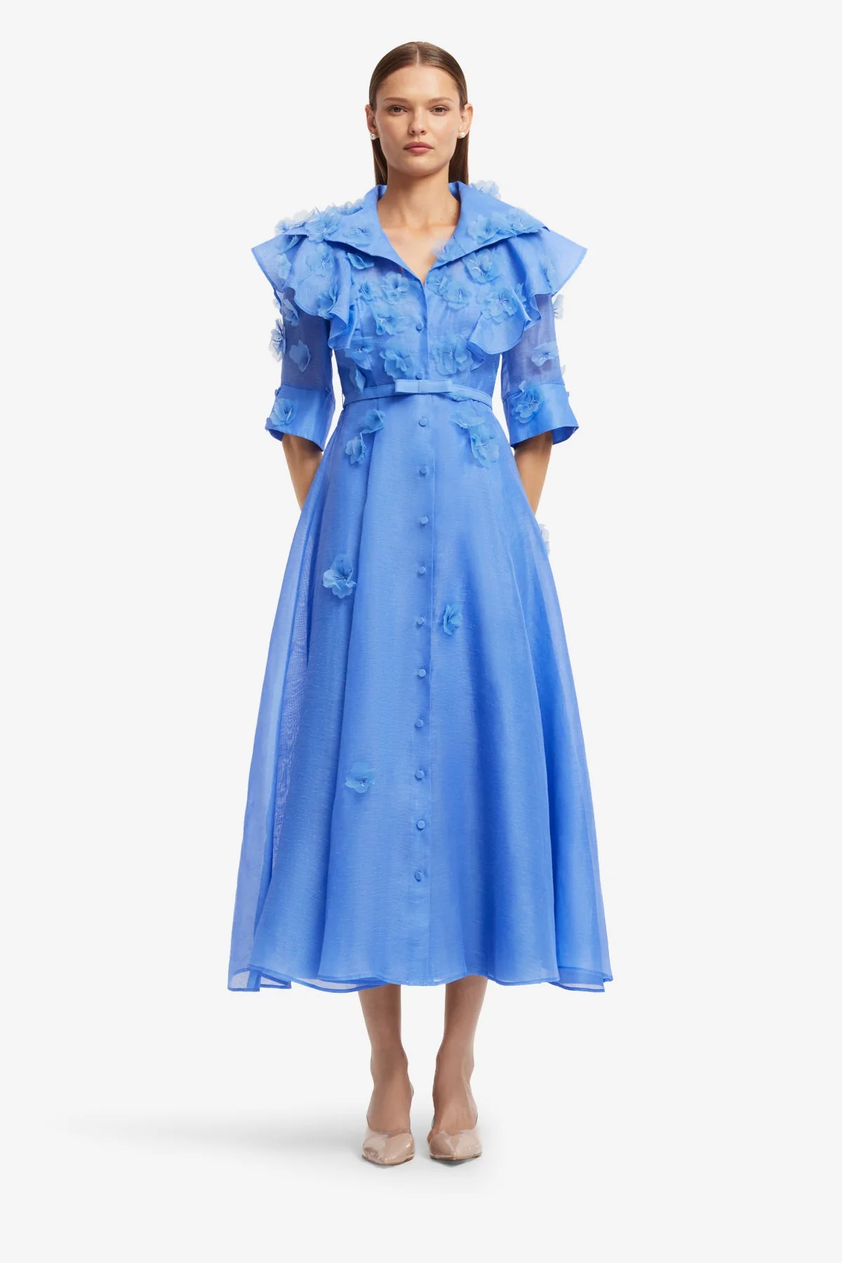 Anya Petal Midi Dress - Azure