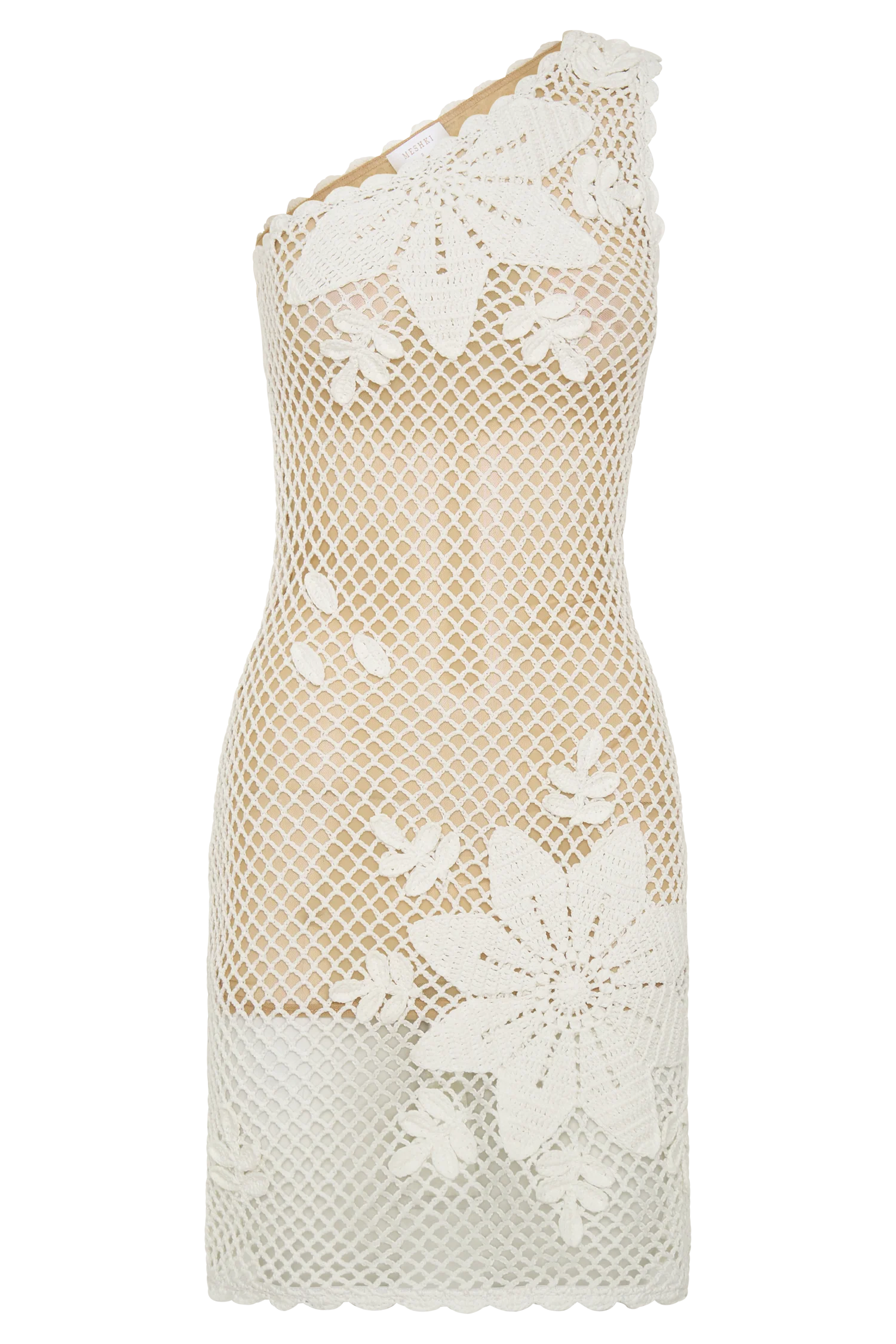 Barker Hand Crochet Knit Mini Dress - White